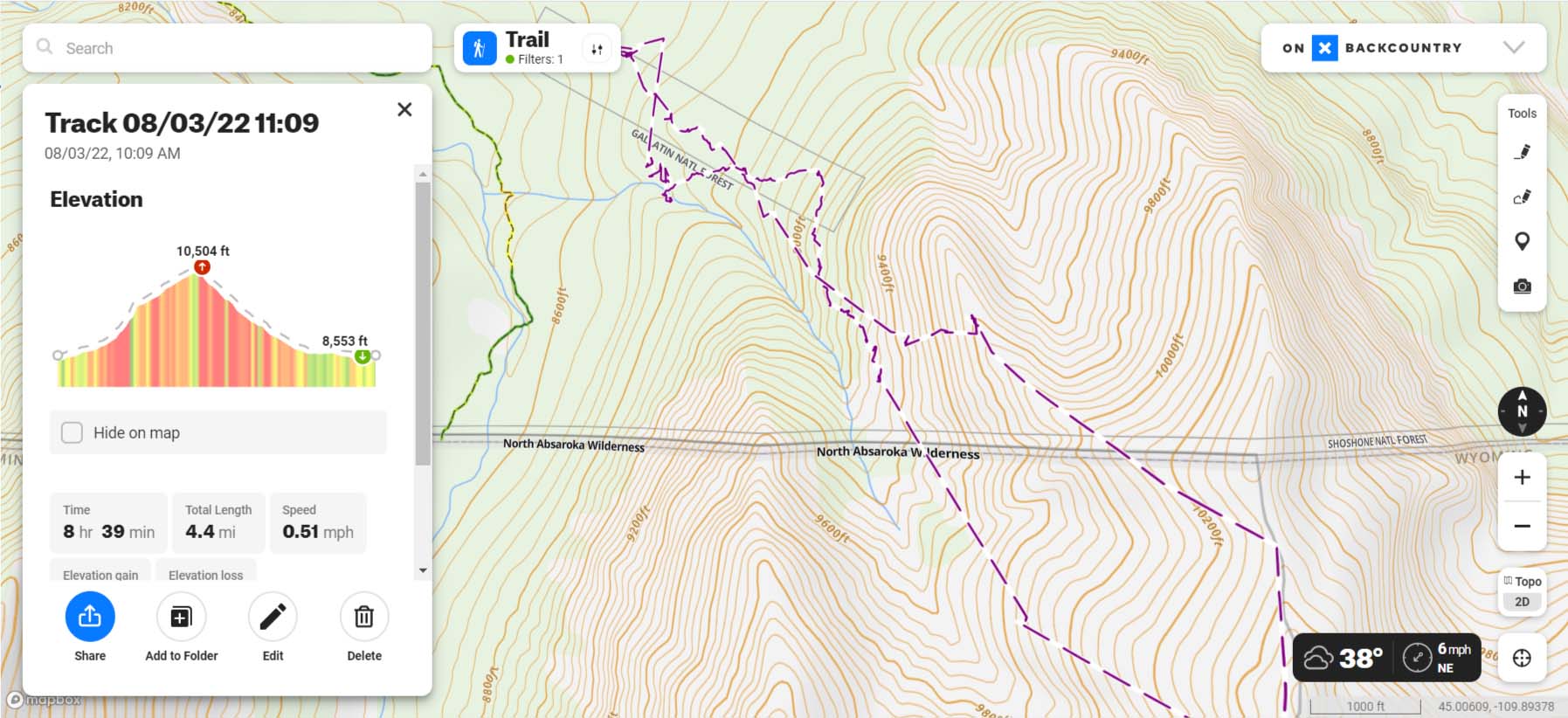 Some of the lines in this GPS track are oddly straight.