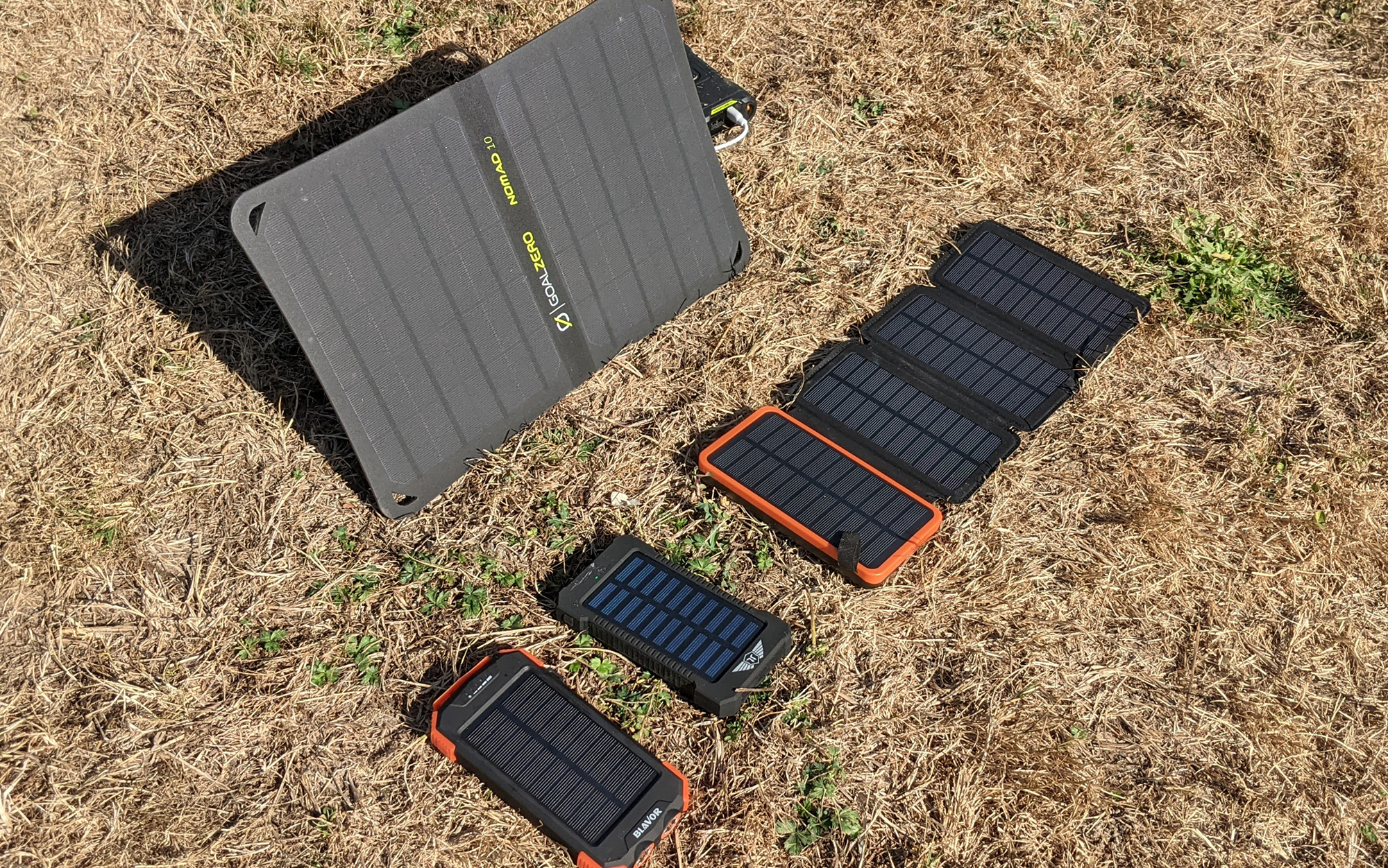 Testing the Goal Zero Nomad 10 and Venture 35 combo along with a smorgasbord of smartphone-sized solar chargers. 