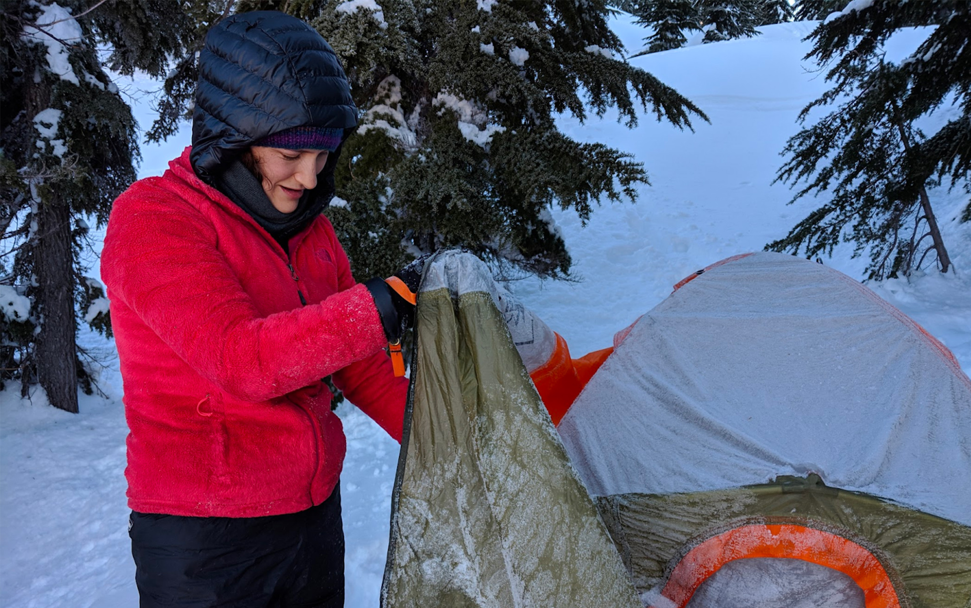 Always nice to have a fast-acting hand warmer to hold onto after setting up your tent while winter backpacking.
