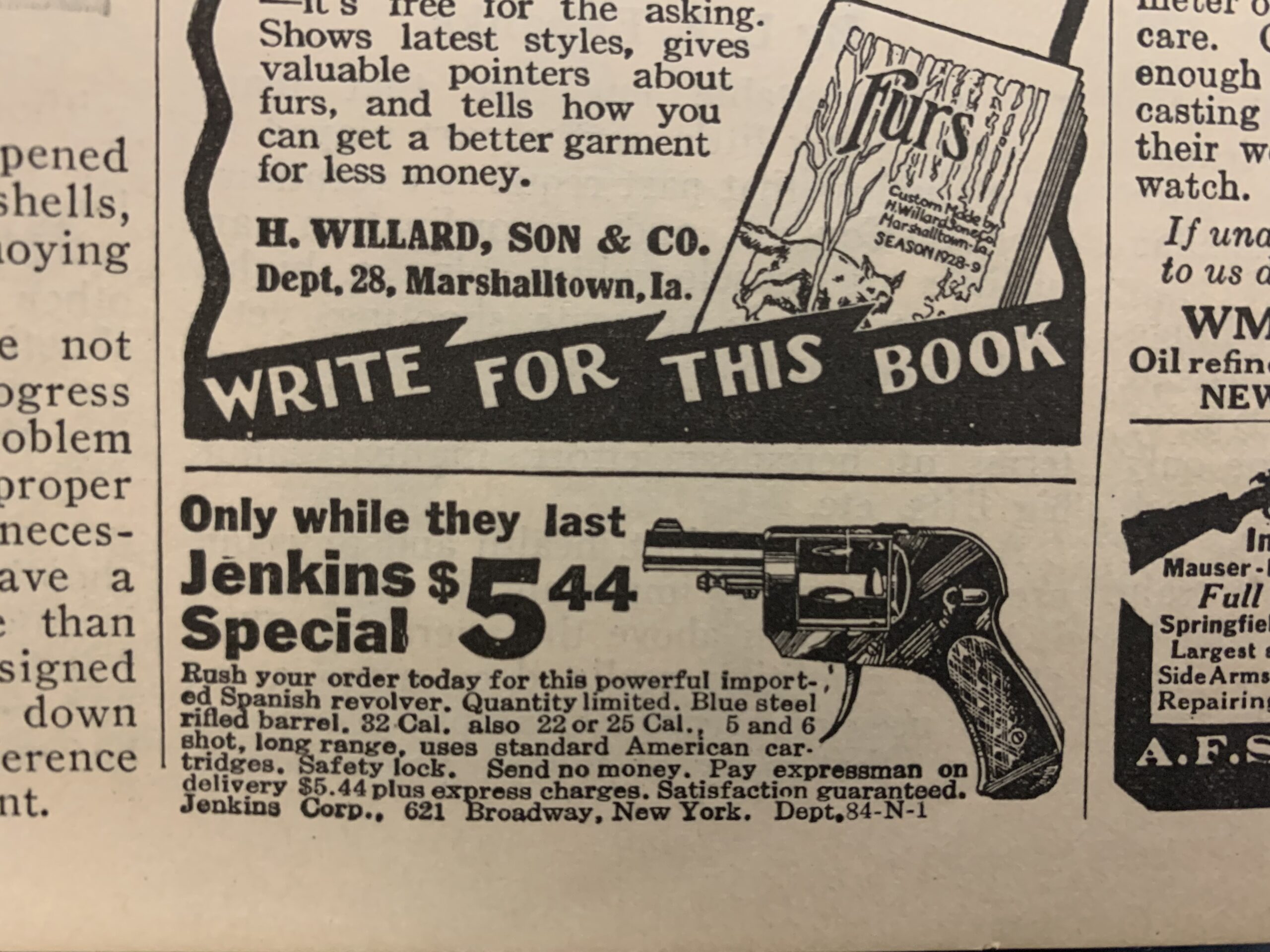 1929 Ad for a Jenkins Revolver