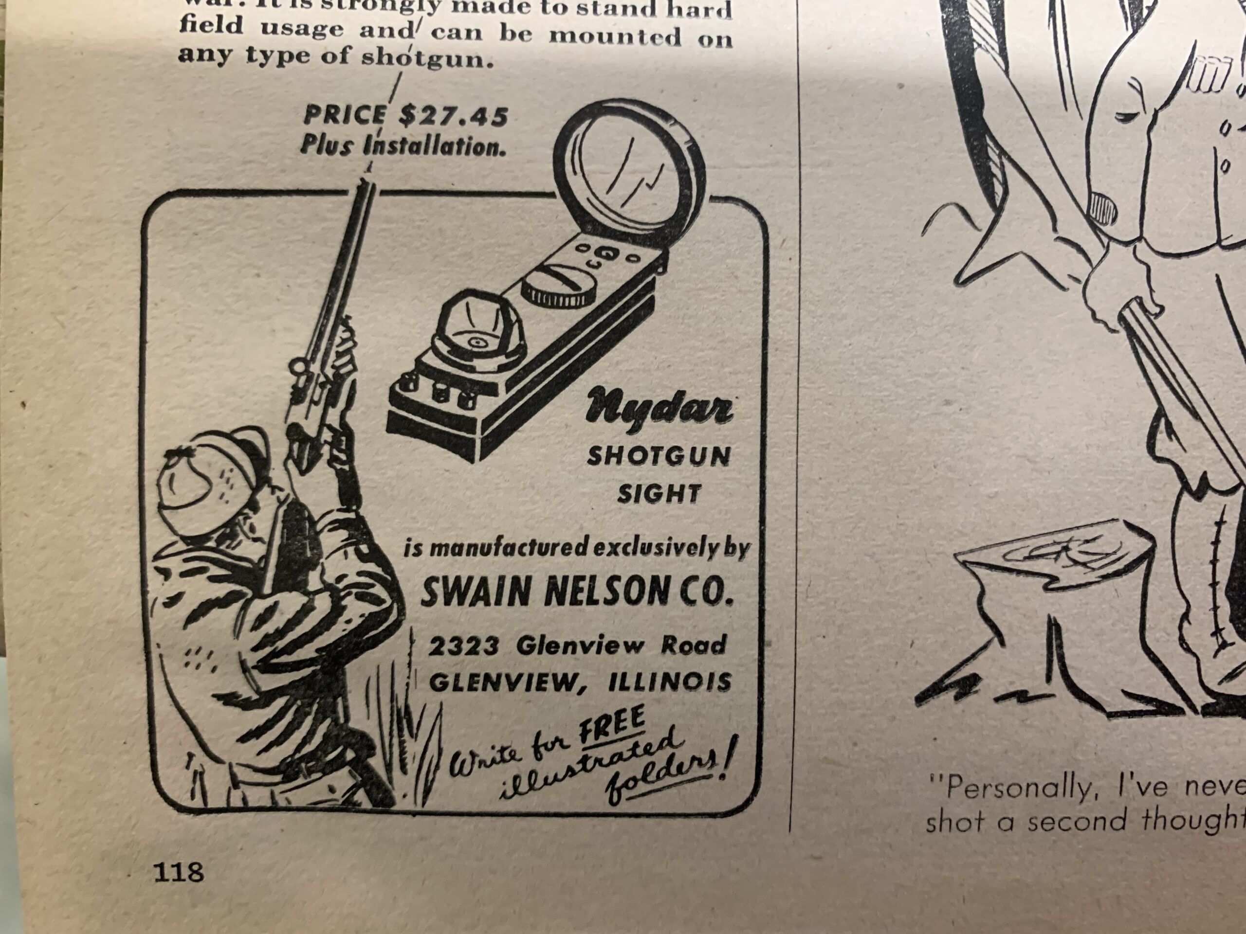 An early electronic reflex sight for shotguns in 1946