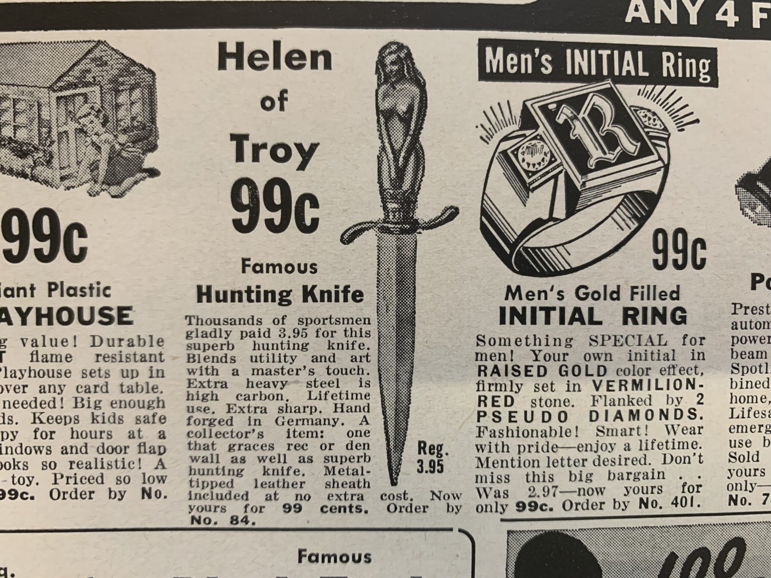 Vintage Helen of Troy hunting knife advertisement.