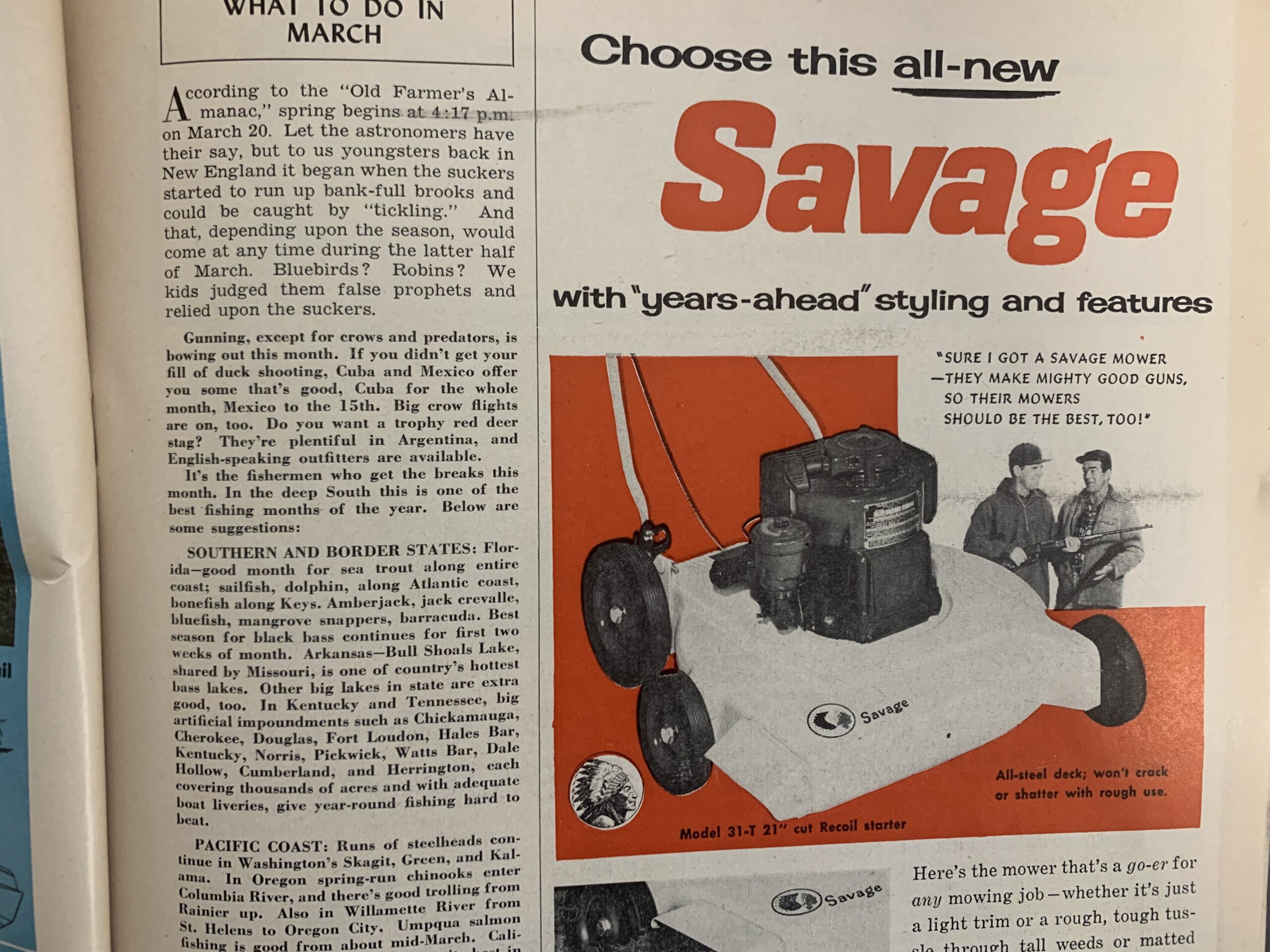 Vintage Savage Arms Lawnmower ad, 1957