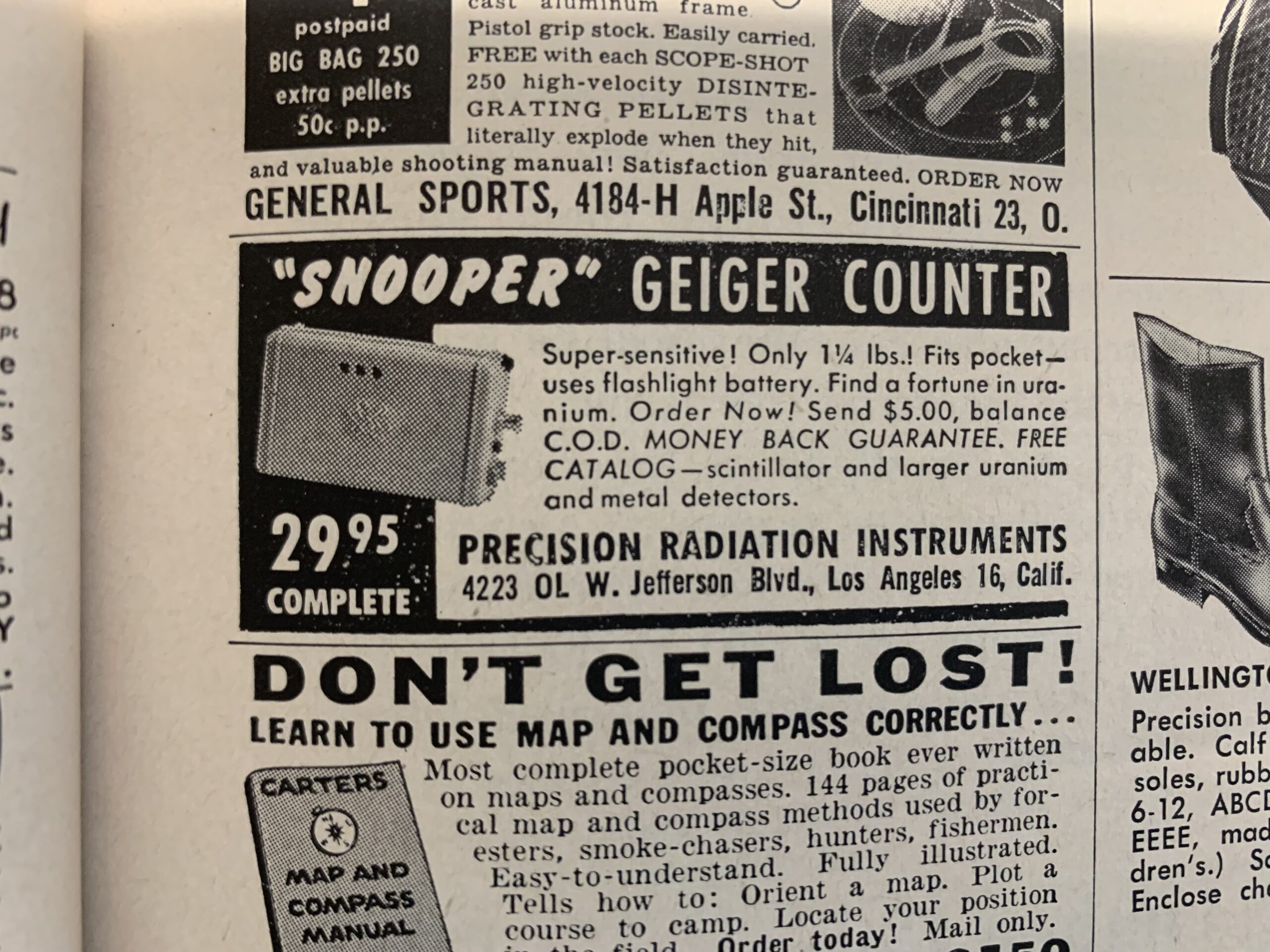 Vintage ad for geiger counter