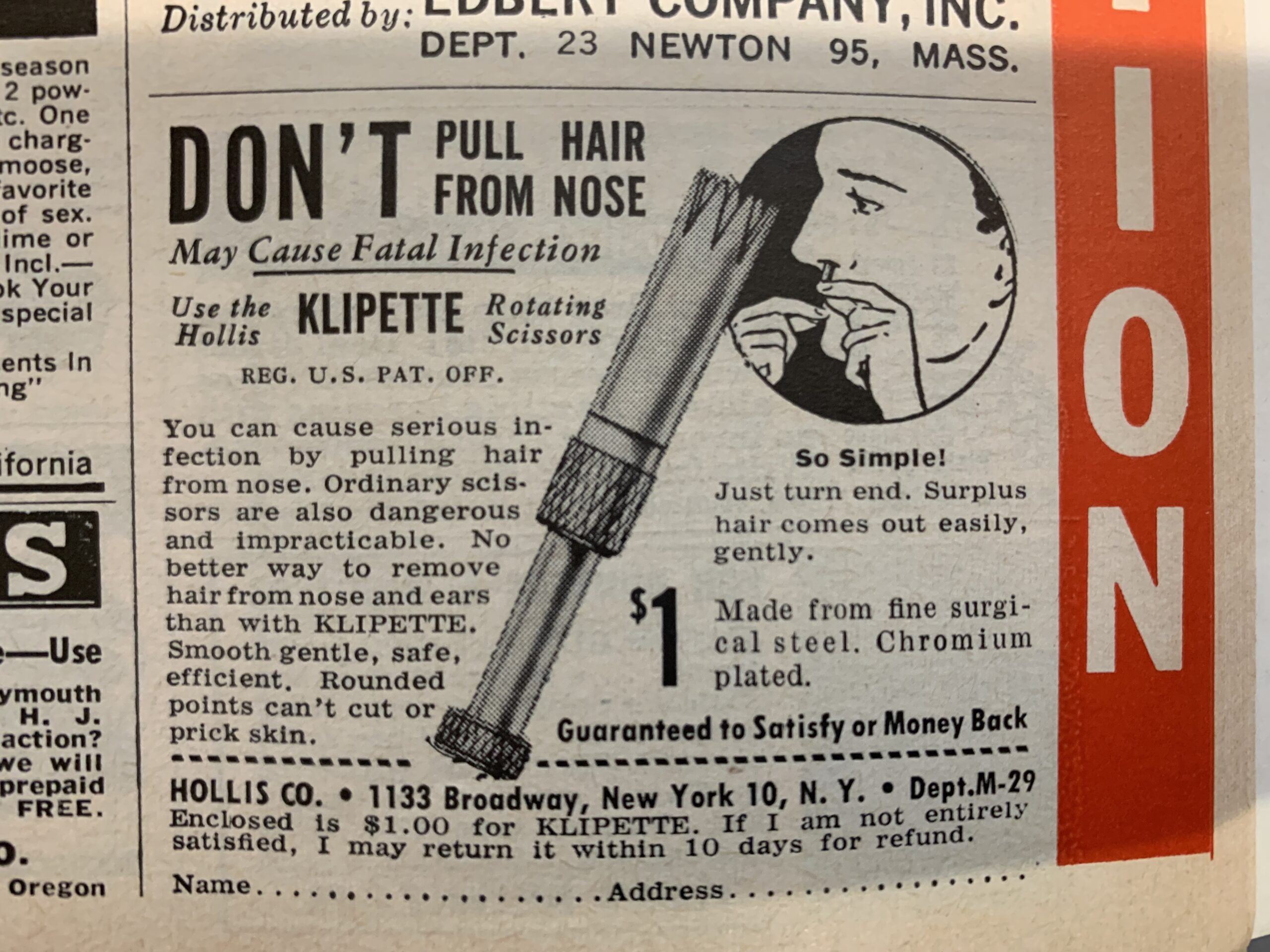 Vintage ad for nose hair trimmer