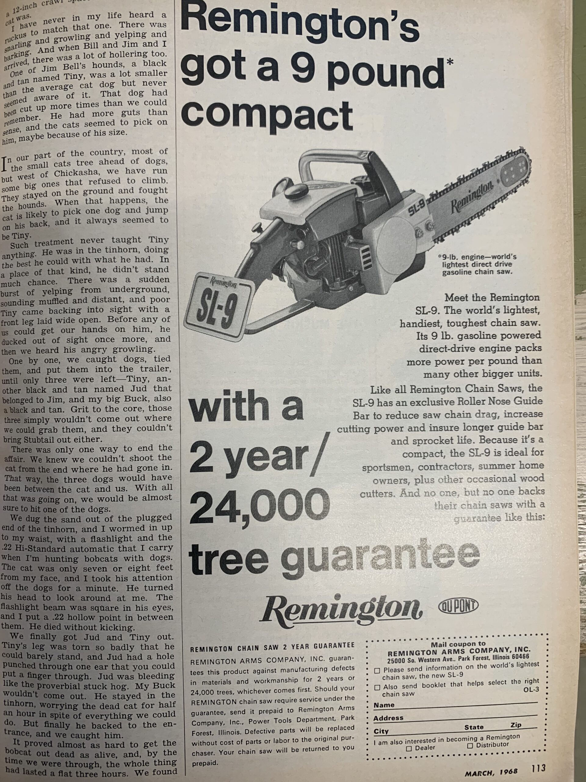Vintage ad for Remington Chainsaw