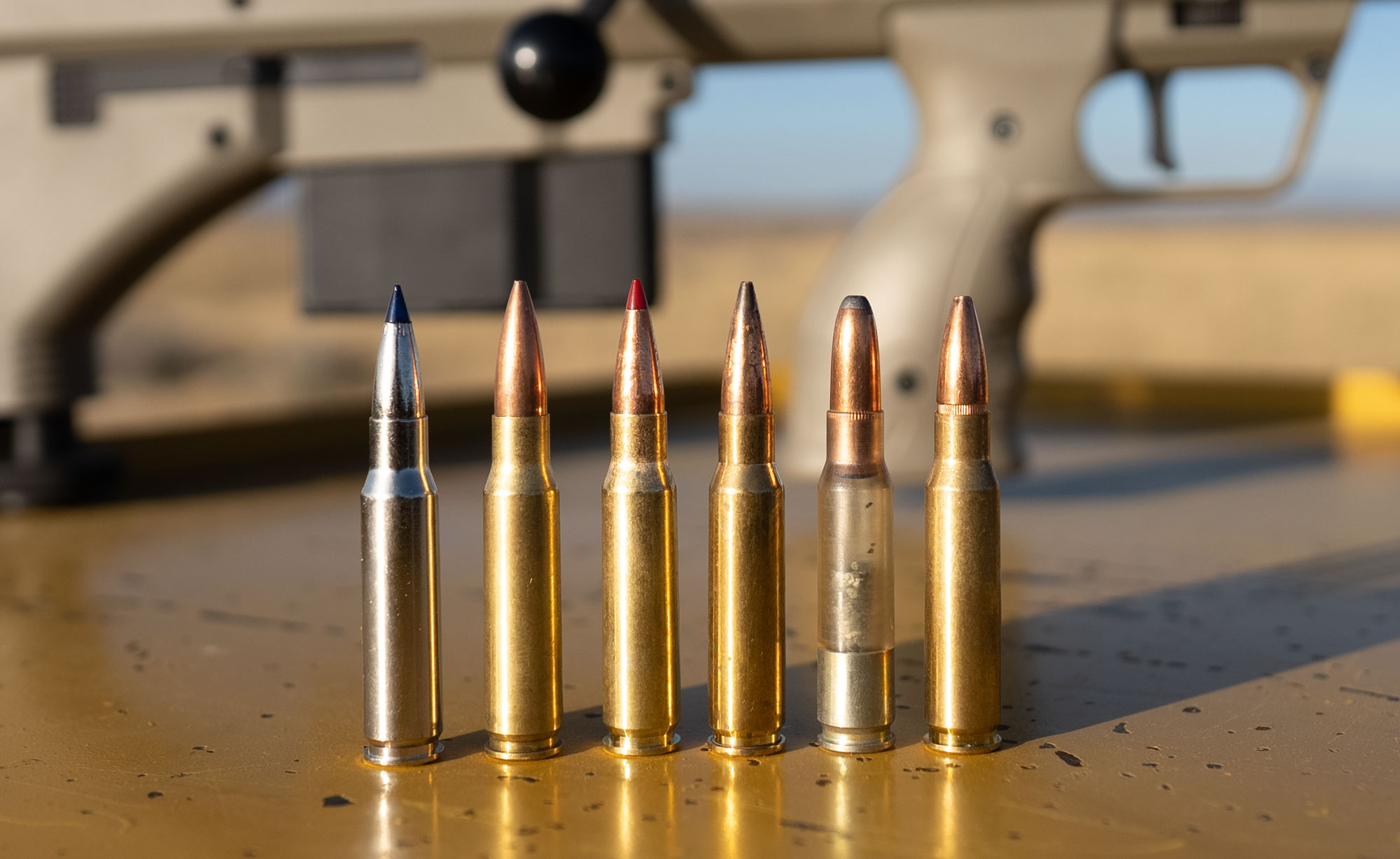 six different types of .308 win ammo
