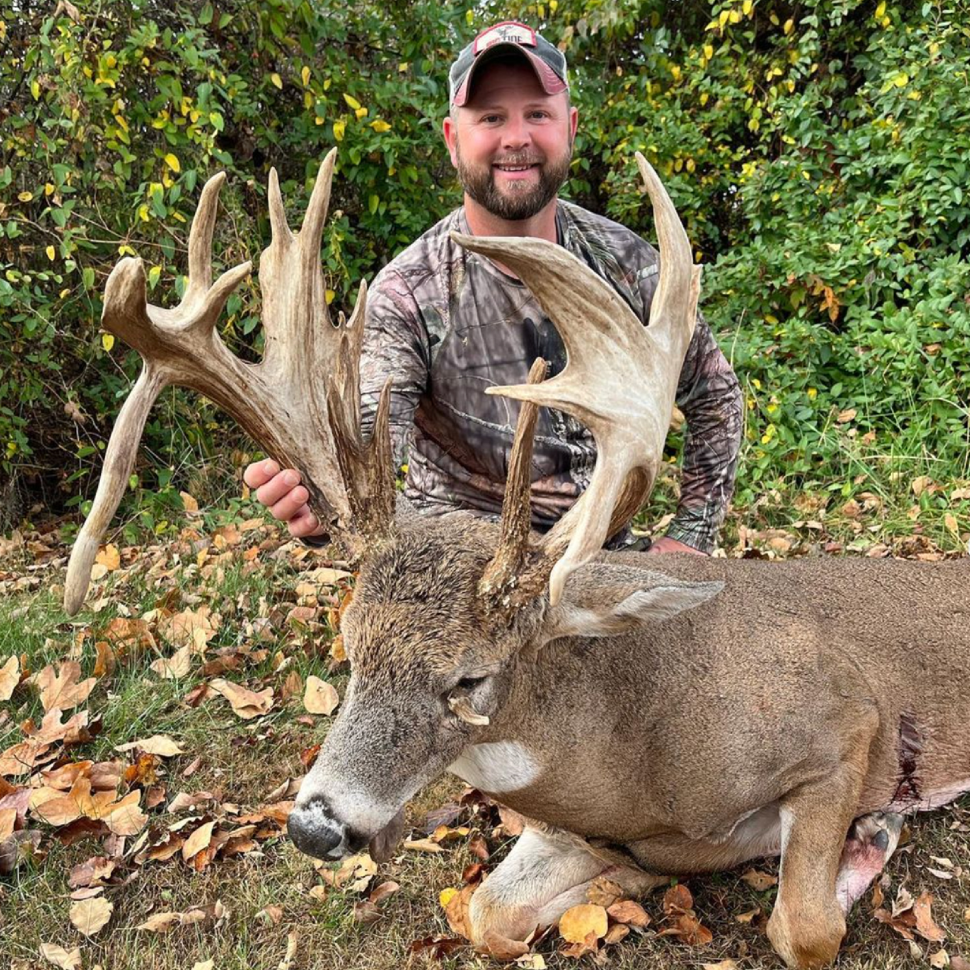 Davey Stuckey with his antler-eye buck of a lifetime, whose antlers scored over 228 inches. 