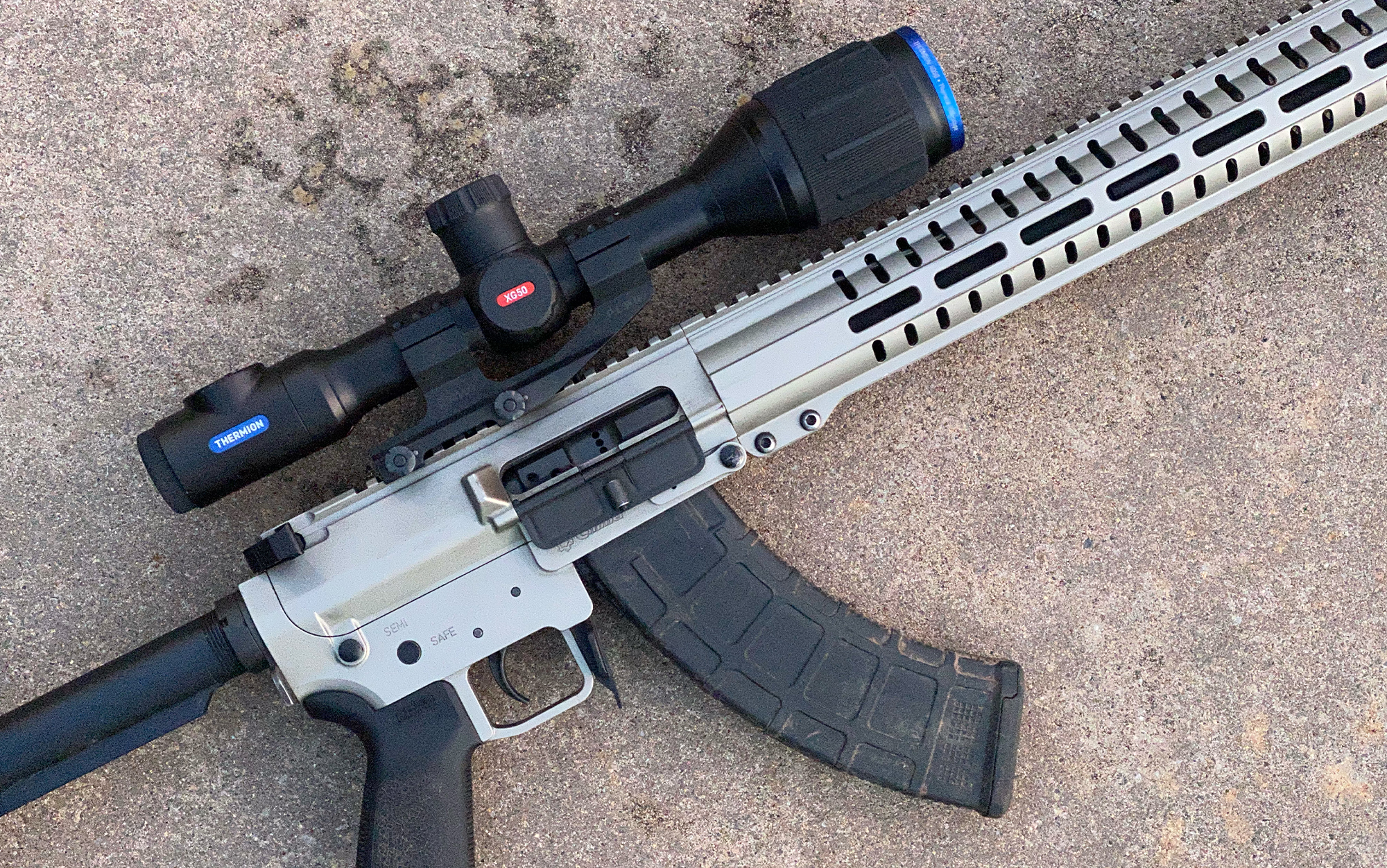 The  Pulsar Thermion mounted on a rifle.