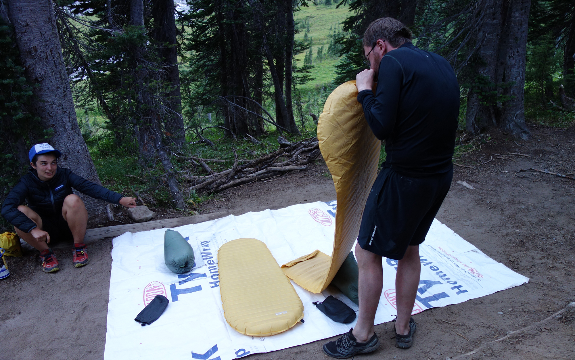 The first step in any sleep system is to inflate your backpacking sleeping pad.