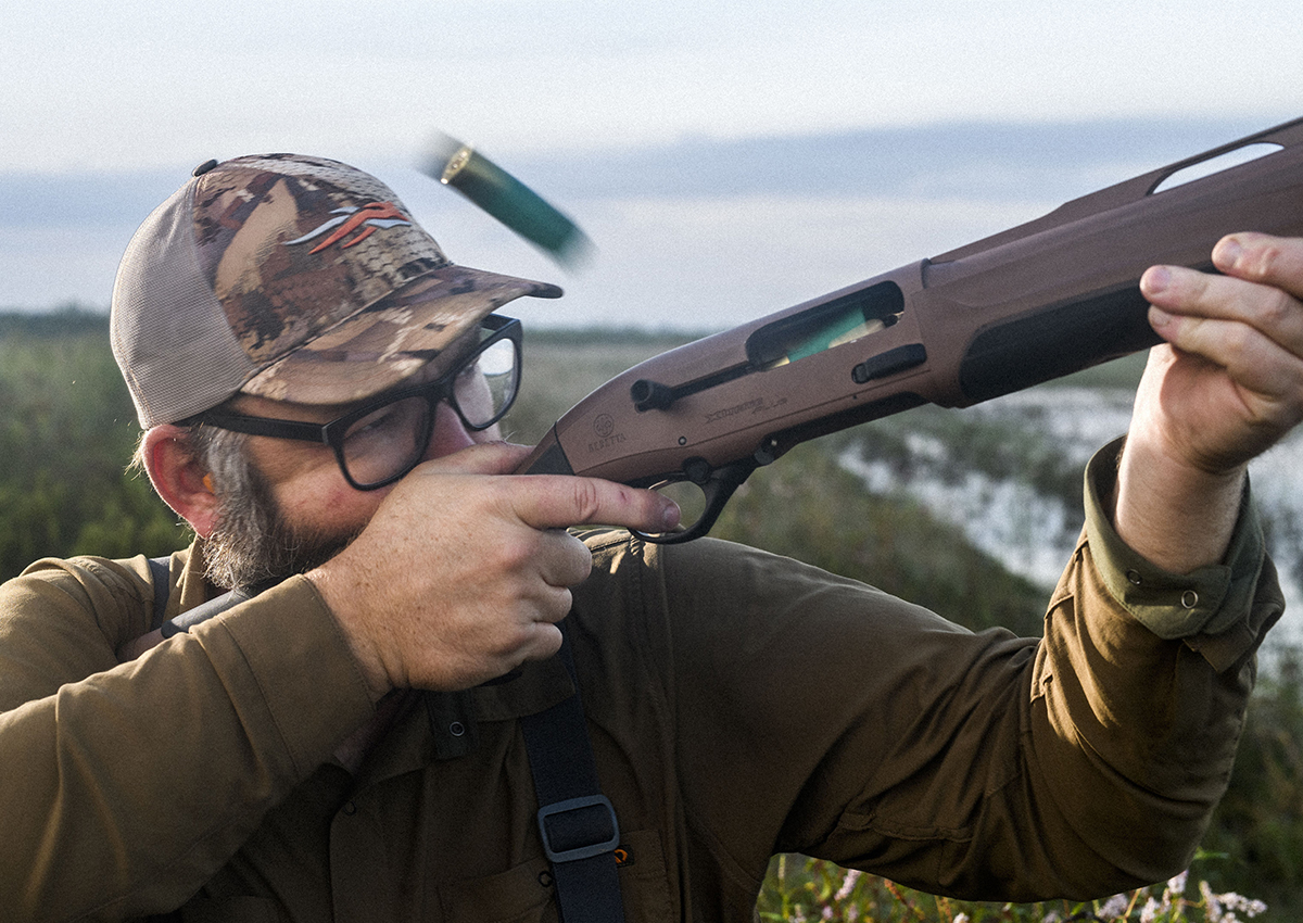 A man fires one of the best semi auto shotguns.