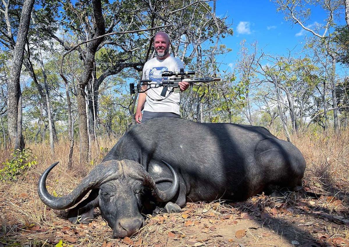 Kevin Brittingham with a cape buffalo killed with an 8.6 blk