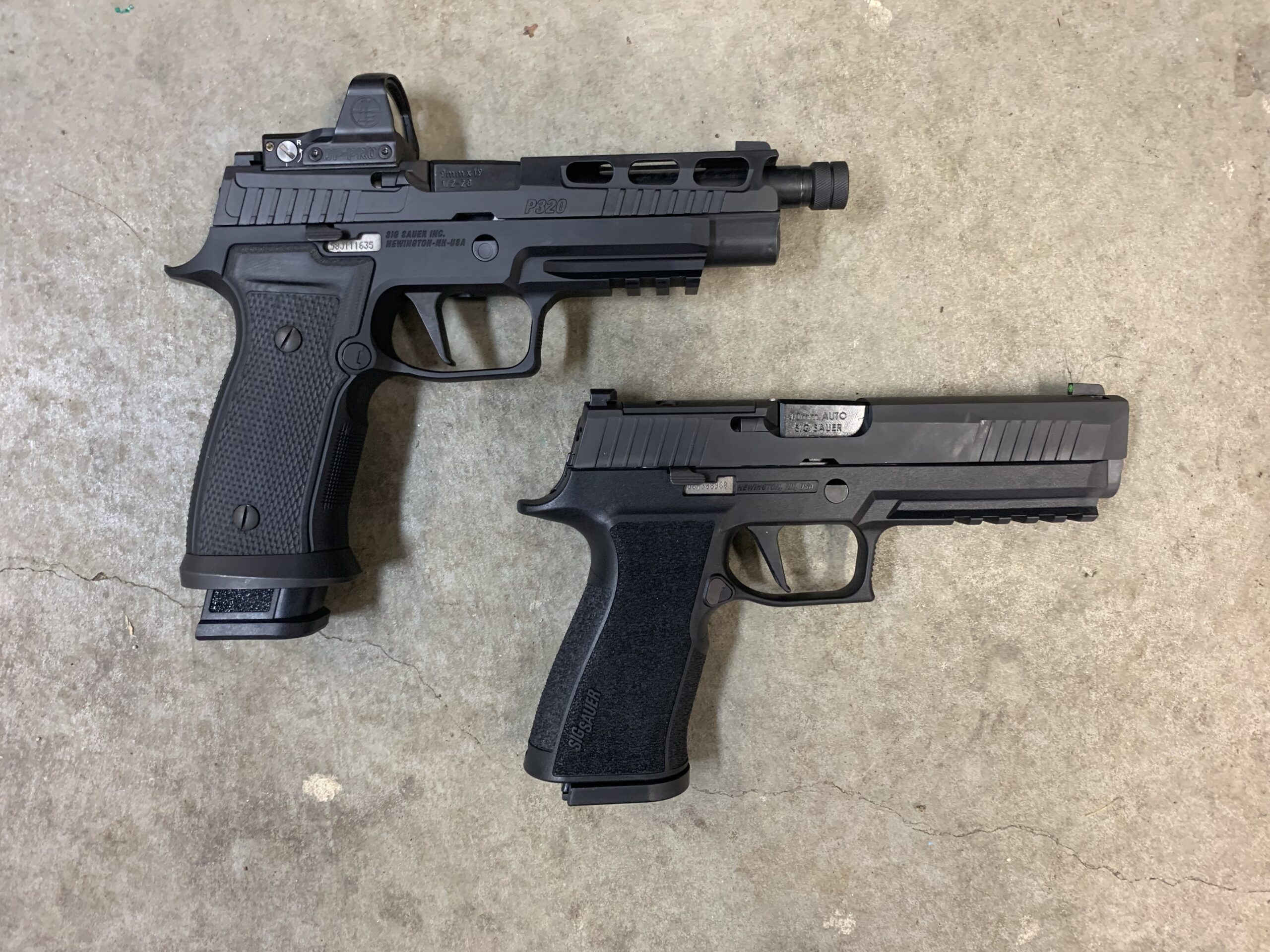 9mm and 10mm Sig P320 pistols