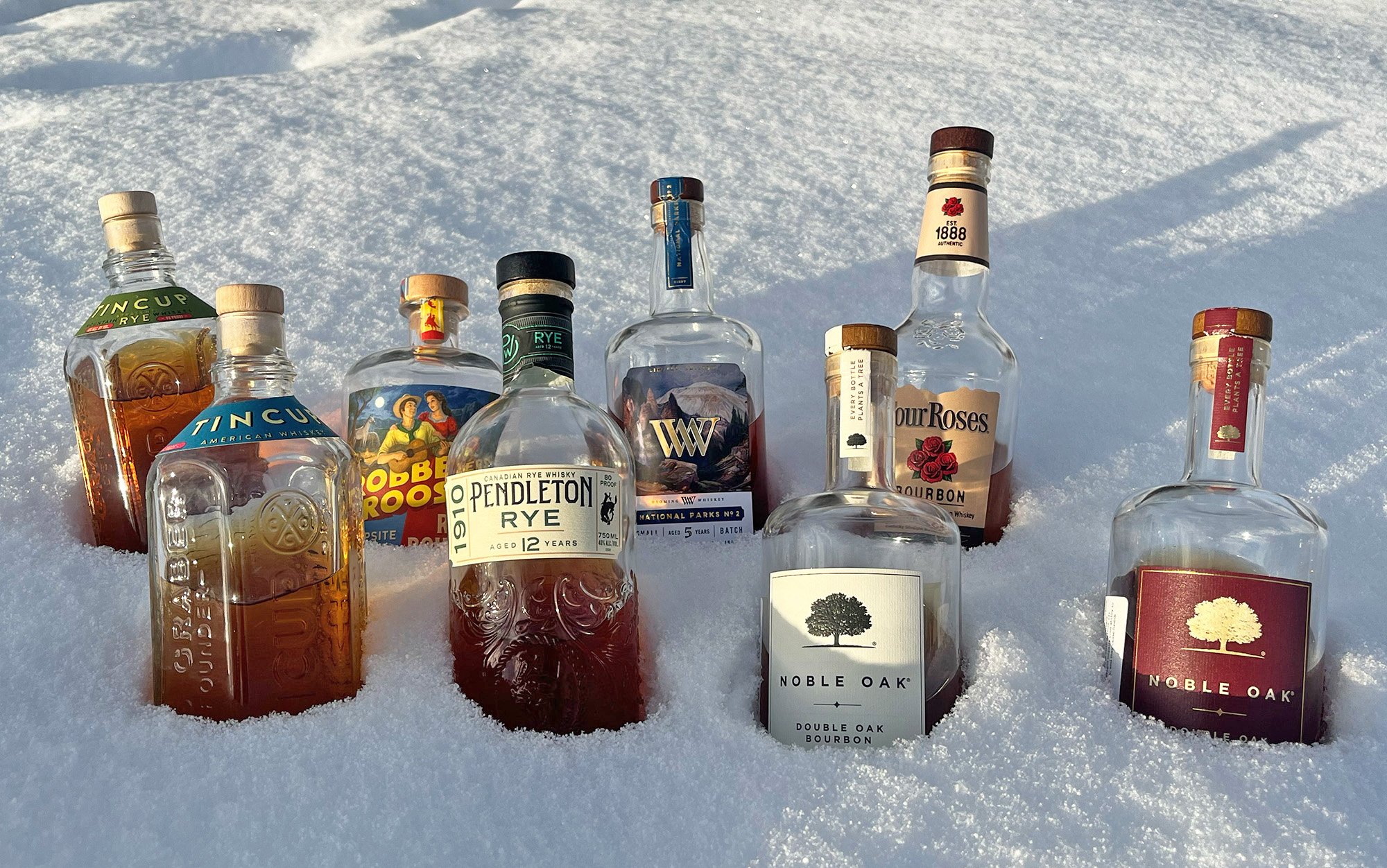 The best whiskeys for the backcountry sit in the snow.
