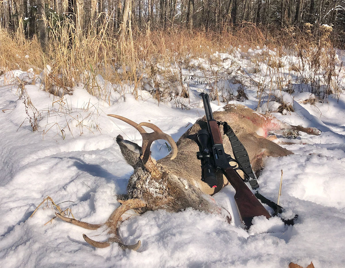 A Wisconsin whitetail taken with a Henry lever action in 360 buckhammer