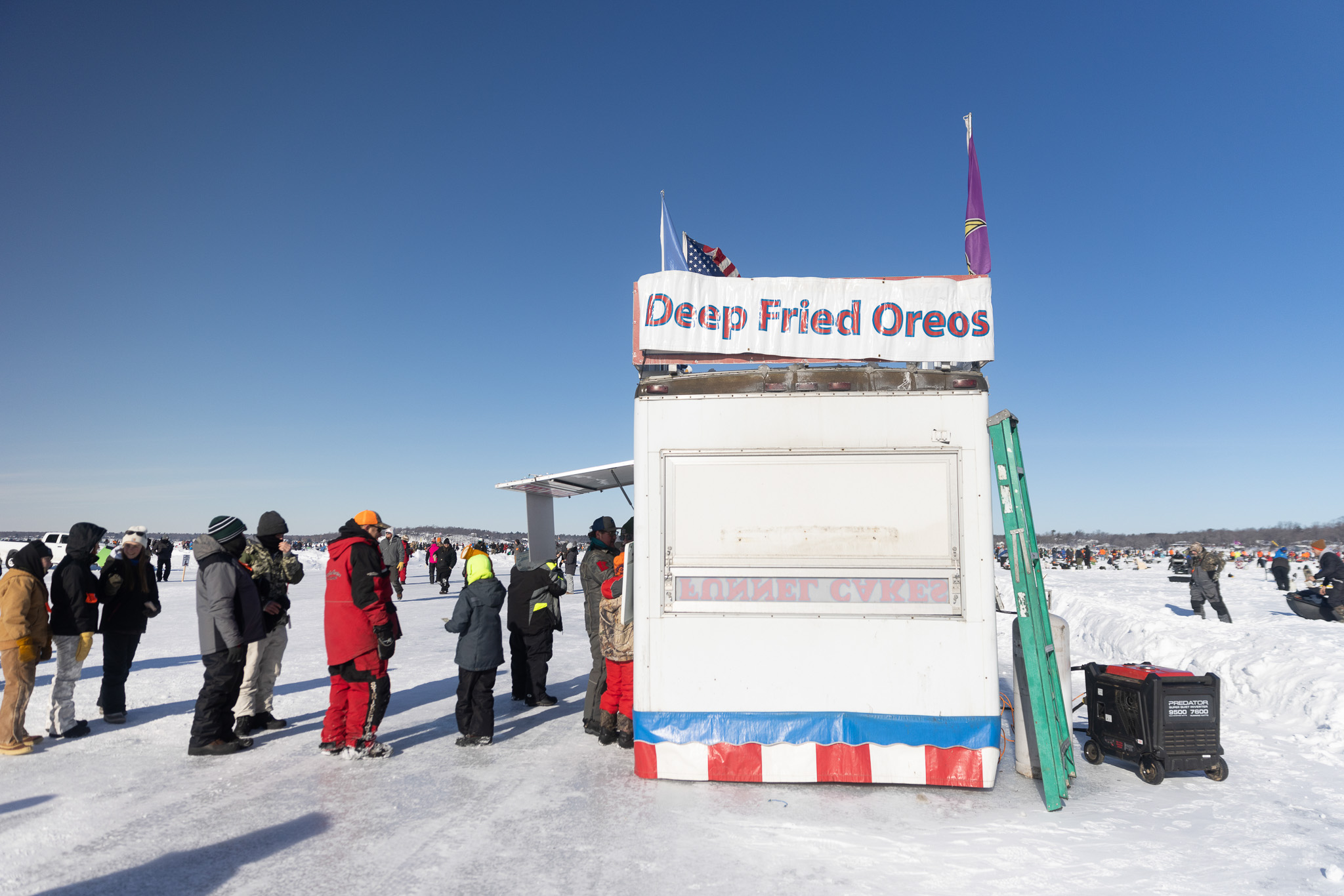 A food truck on the ice that sells deep-fried oreos to ice fishermen.