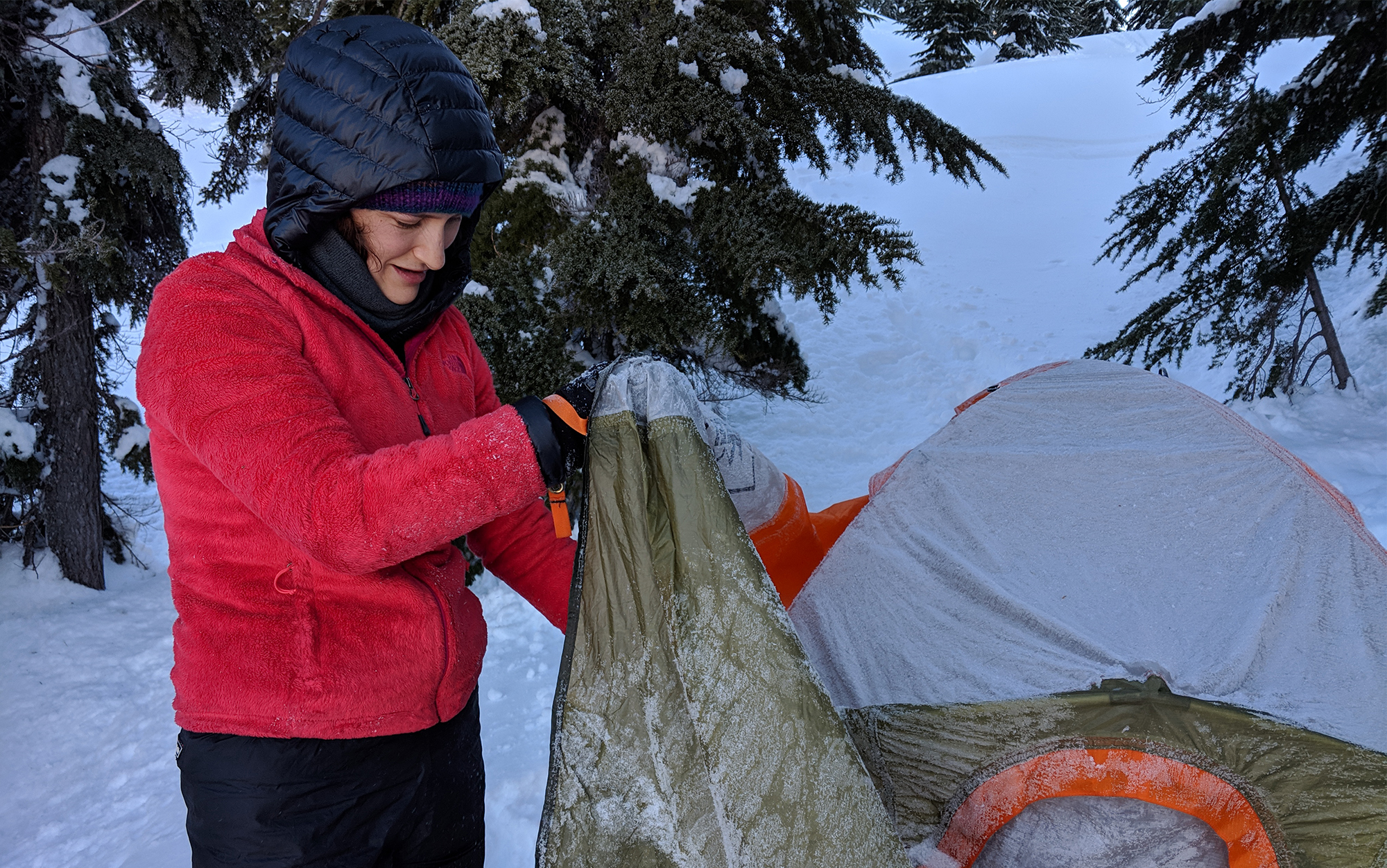 The North Face Osito provided extra warmth and moisture protection on an overnight snowshoe in the North Cascades.