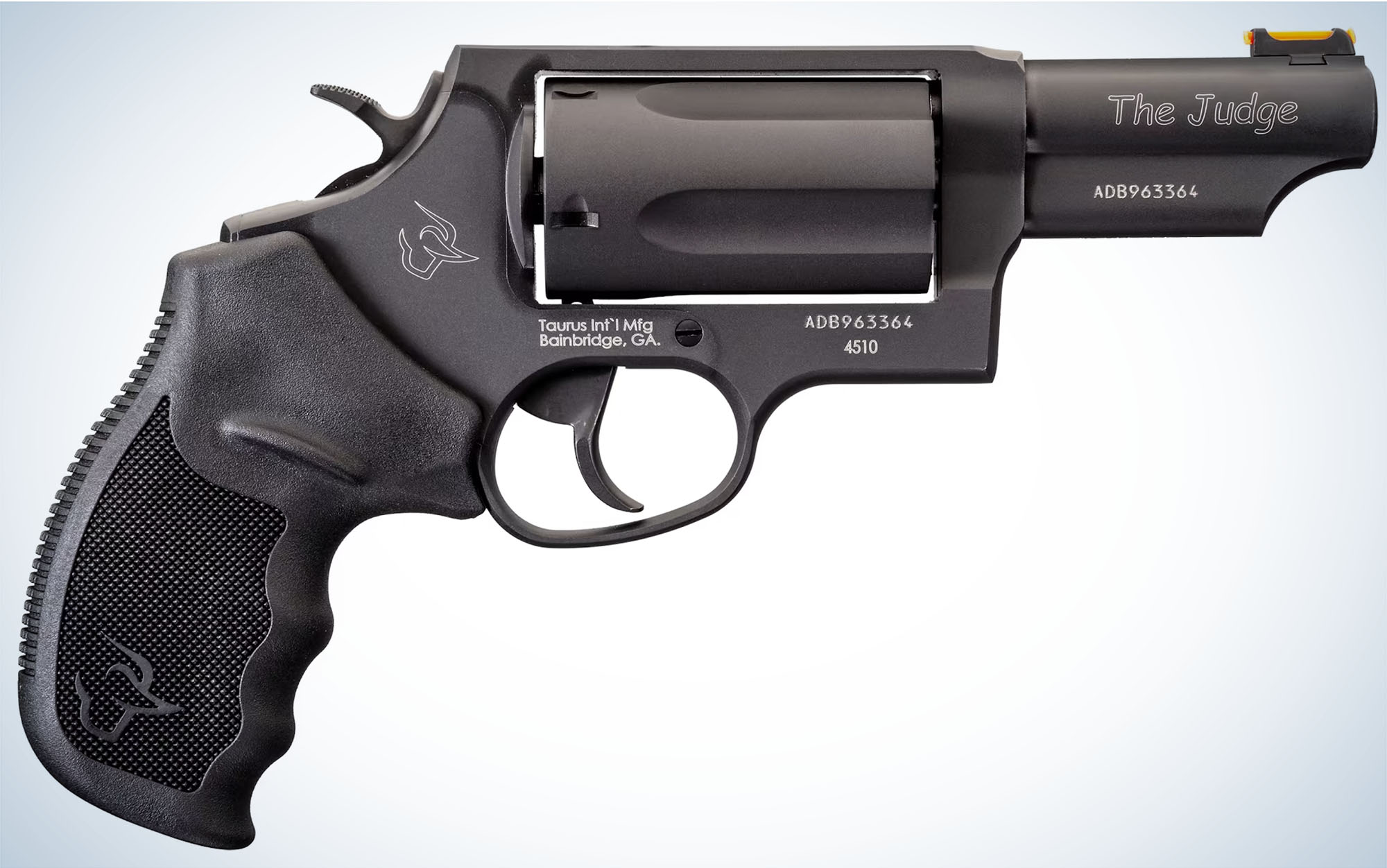 The Taurus Judge Double-Action Revolver fires .410 shotshells.