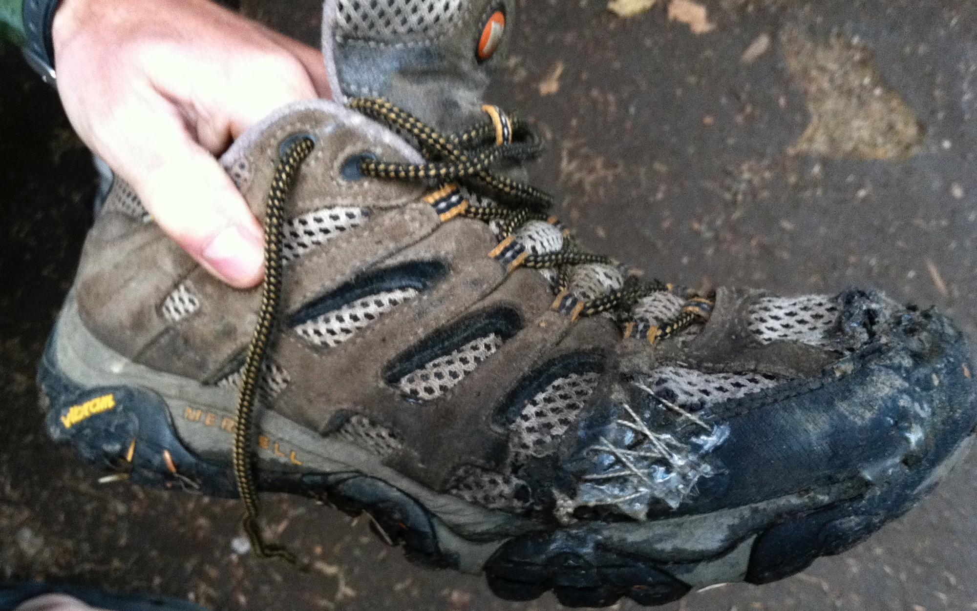 After 1,500 miles on the Appalachian Trail, it was finally time to replace this Merrell Moab men's hiking shoe.