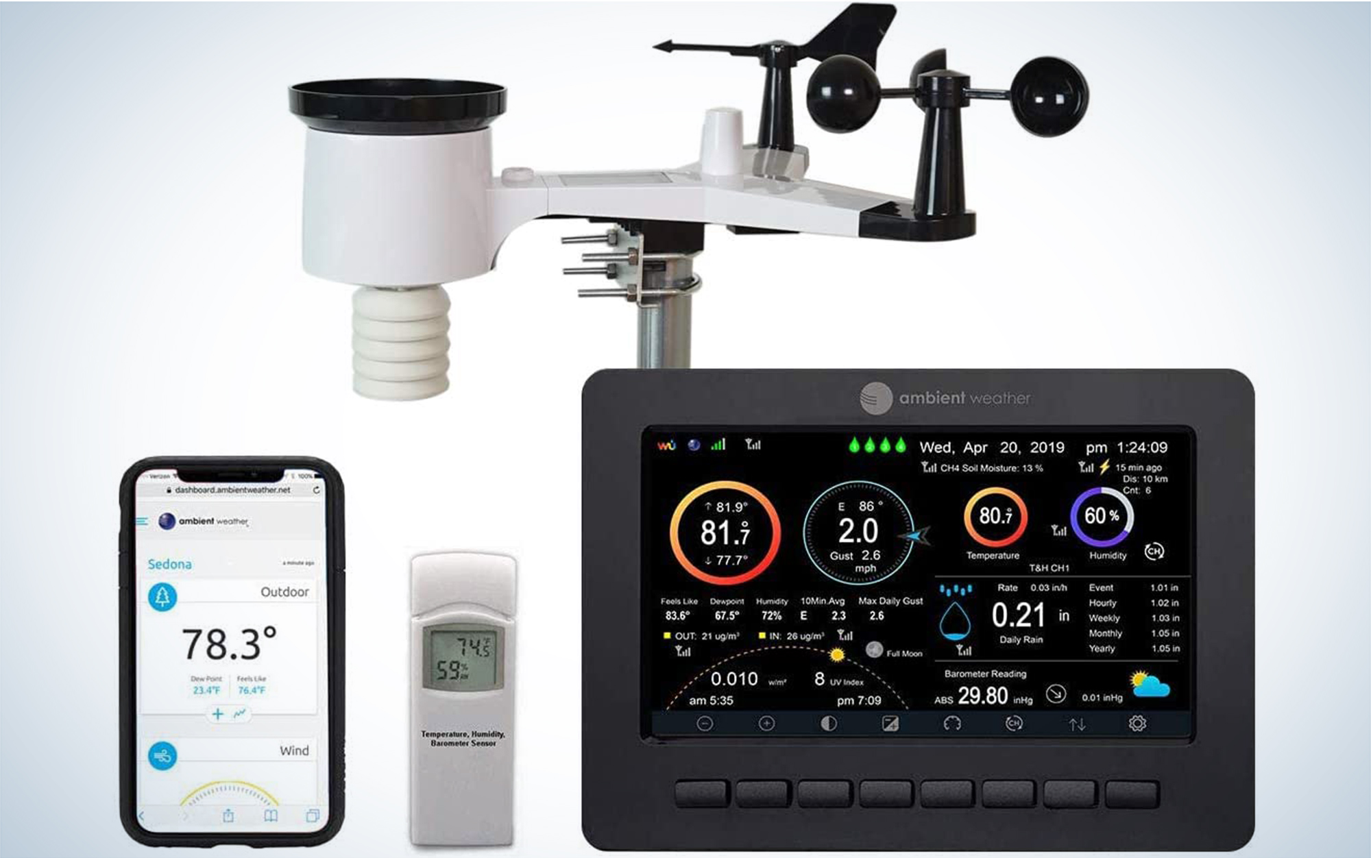 The Ambient Weather WS-2000 WiFi Osprey Solar Powered Wireless Weather Station is the best comprehensive home weather station.