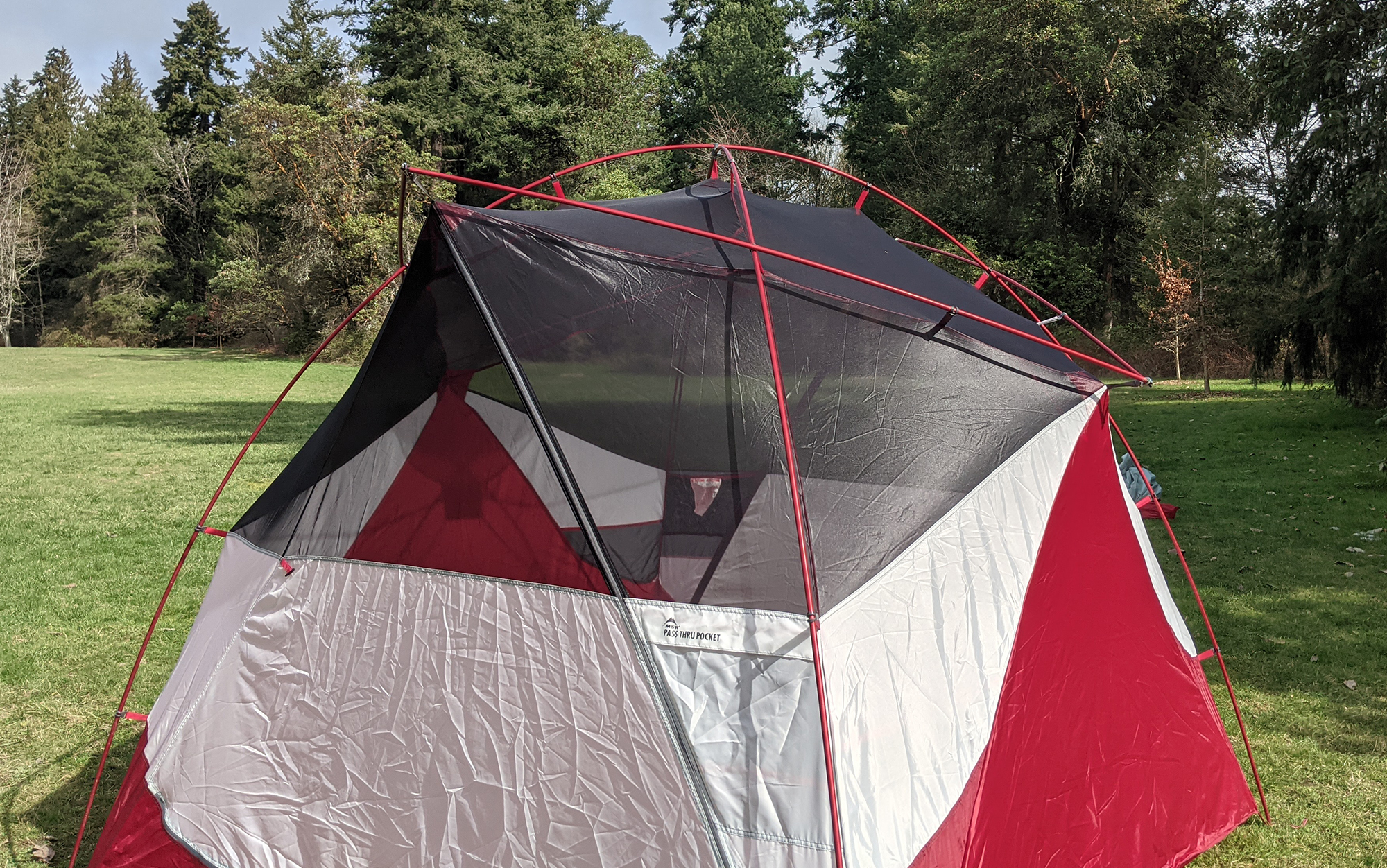 The four additional poles at the top of the MSR Habiscape added to the structural integrity of this tent without increasing the difficulty of setup.