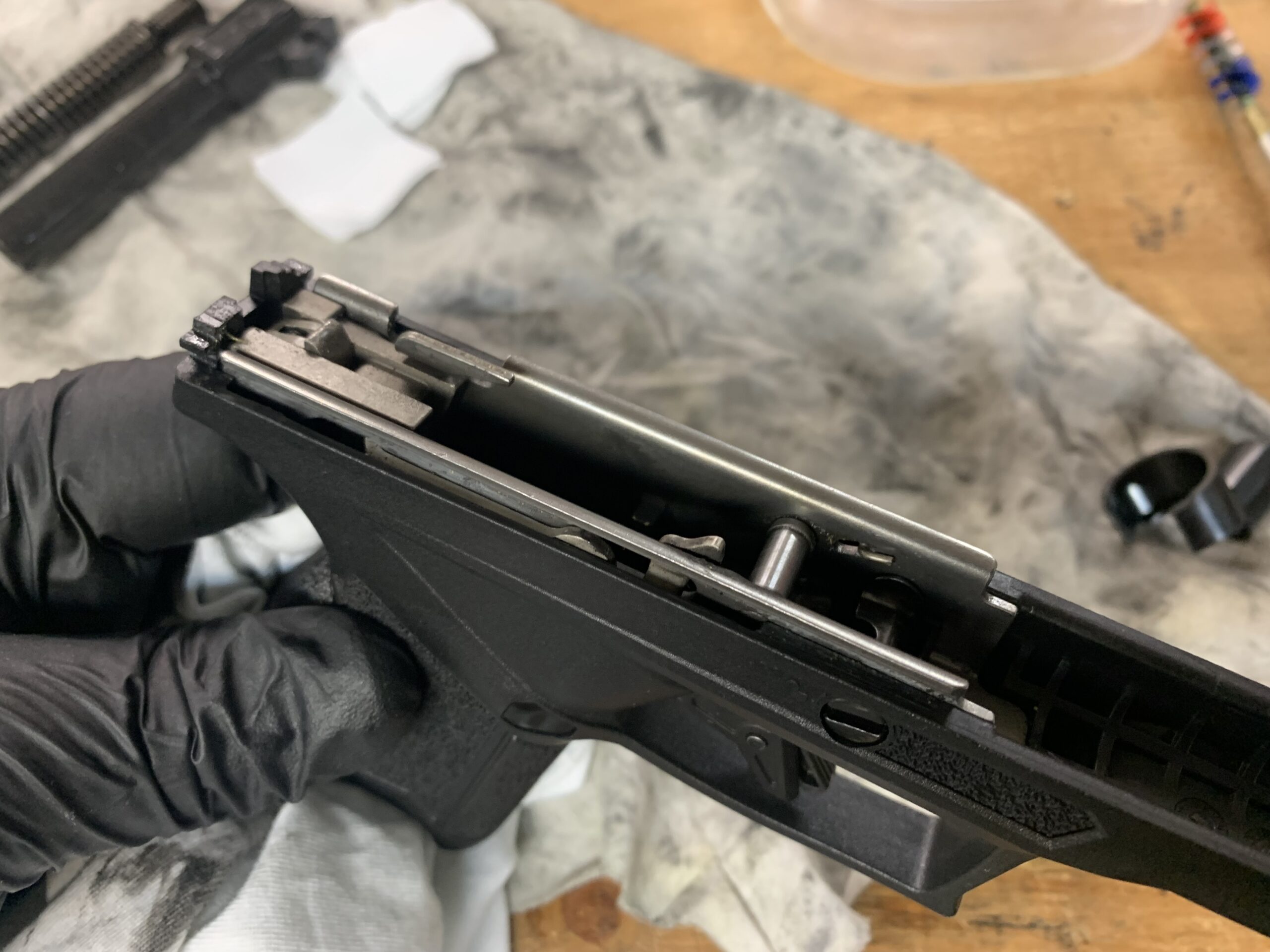 Cleaning a pistol's frame