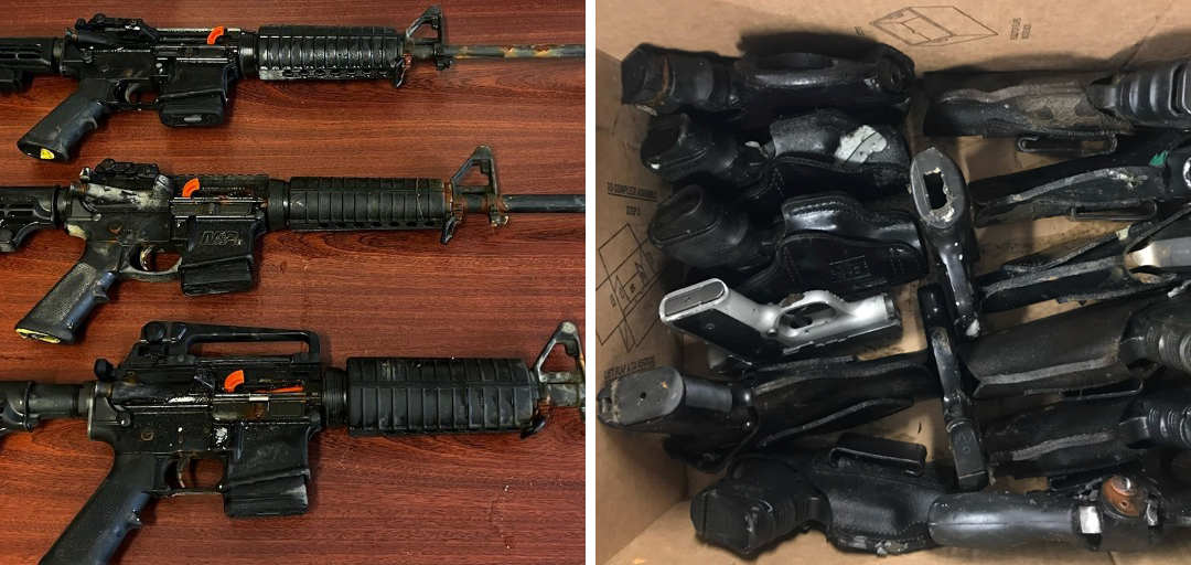 A cache of firearms were discovered in Jamaica Bay.
