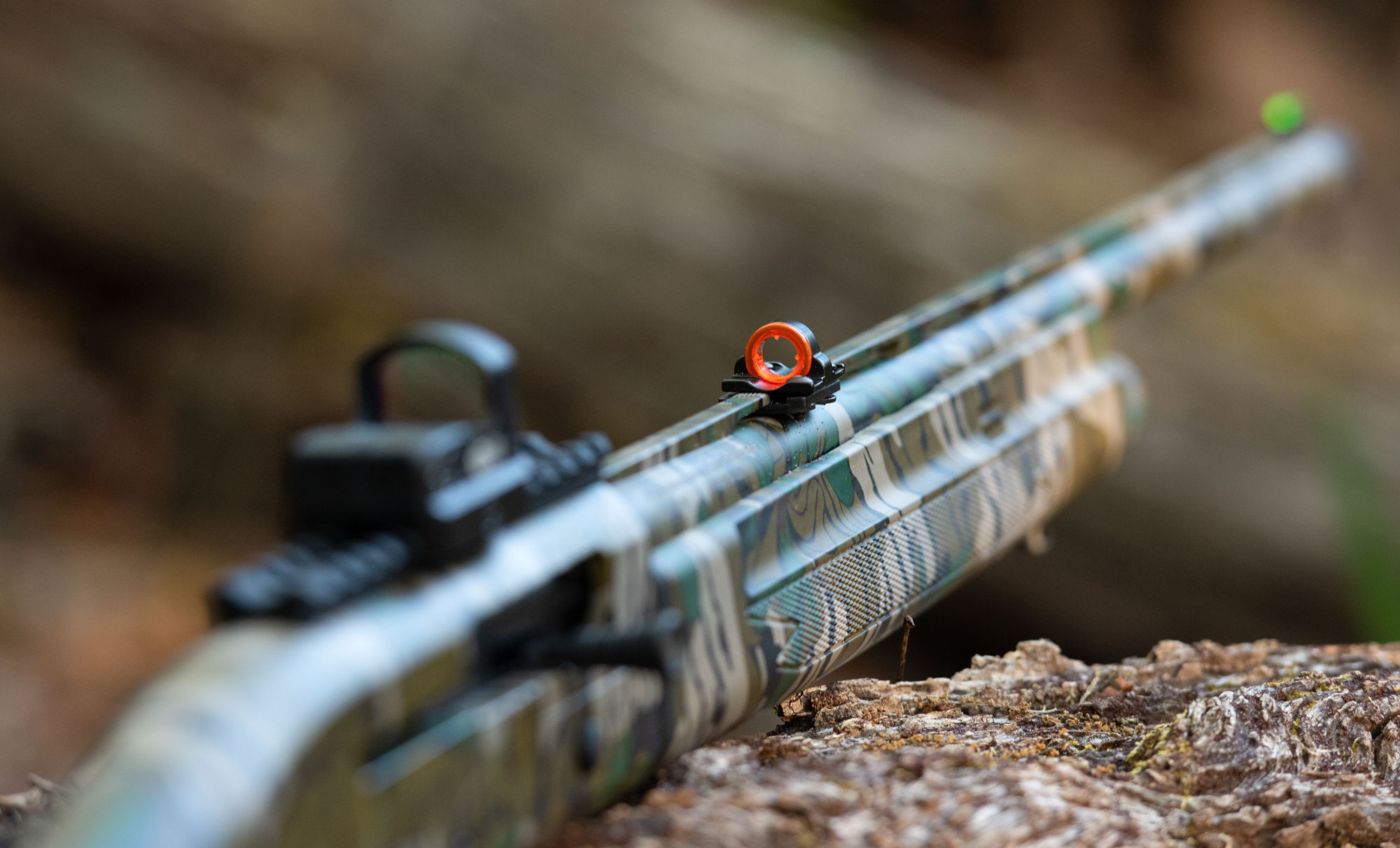 Fiber optic sights on the Mossberg SA-28 Tactical Turkey shotgun