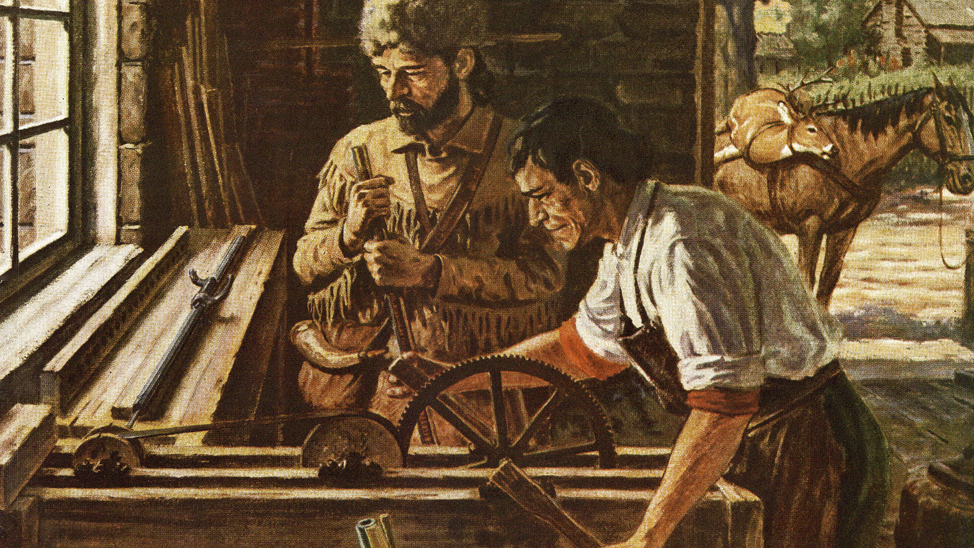 illustration of gunsmith at work