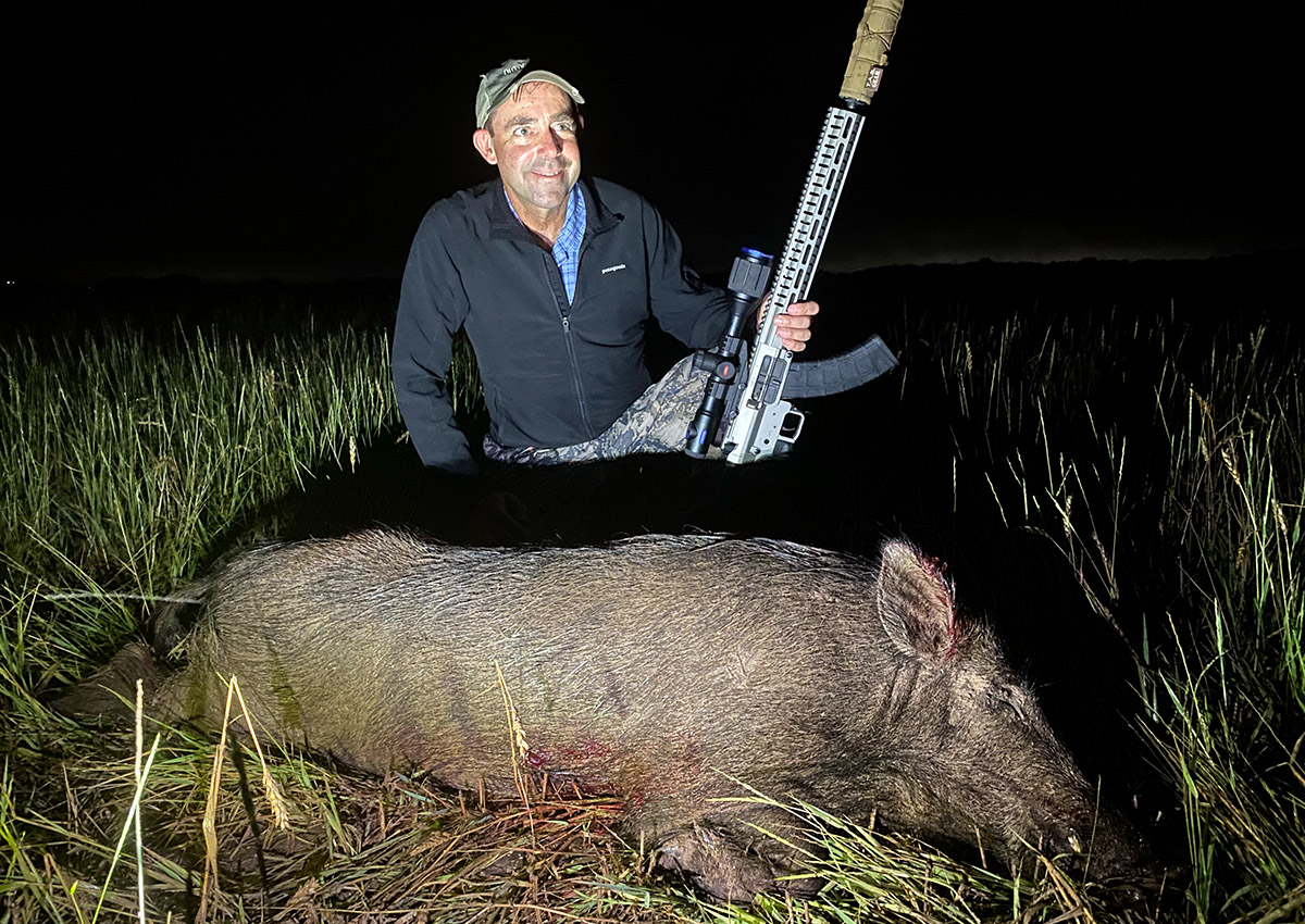 The author used a thermal scope to take this hog.