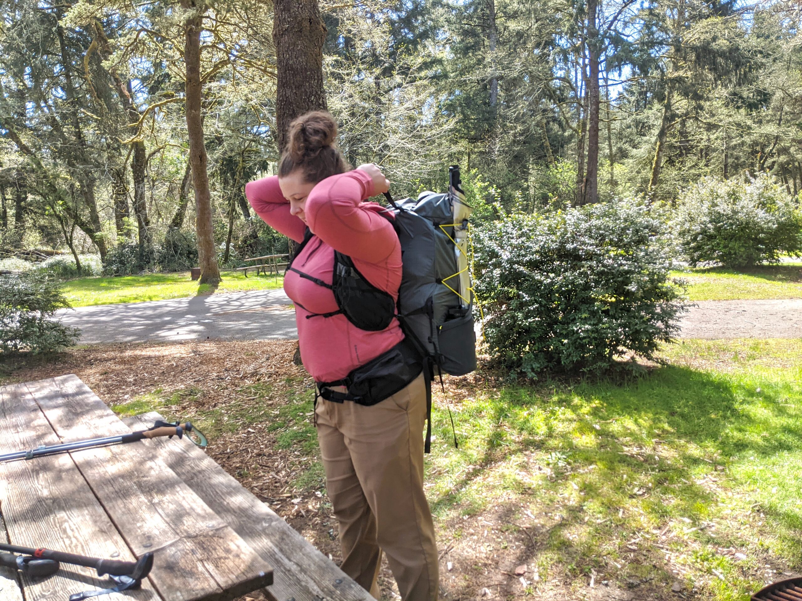 Learning to adjust the straps on the Six Moons Designs Swift X was a steep learning curve for one, but once our traditional backpack tester got the hang of it, she was impressed by how comfortable the fit was.