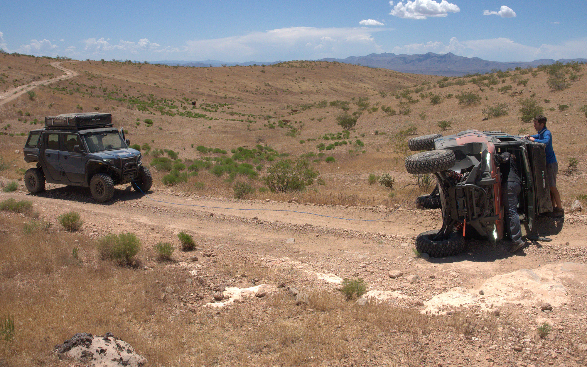Polaris engineers used the 4,500-pound winch on another Xpedition ADV to right my rolled vehicle in seconds.