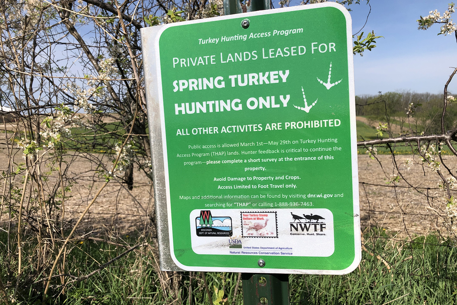 private land lease sign for spring turkey hunting only
