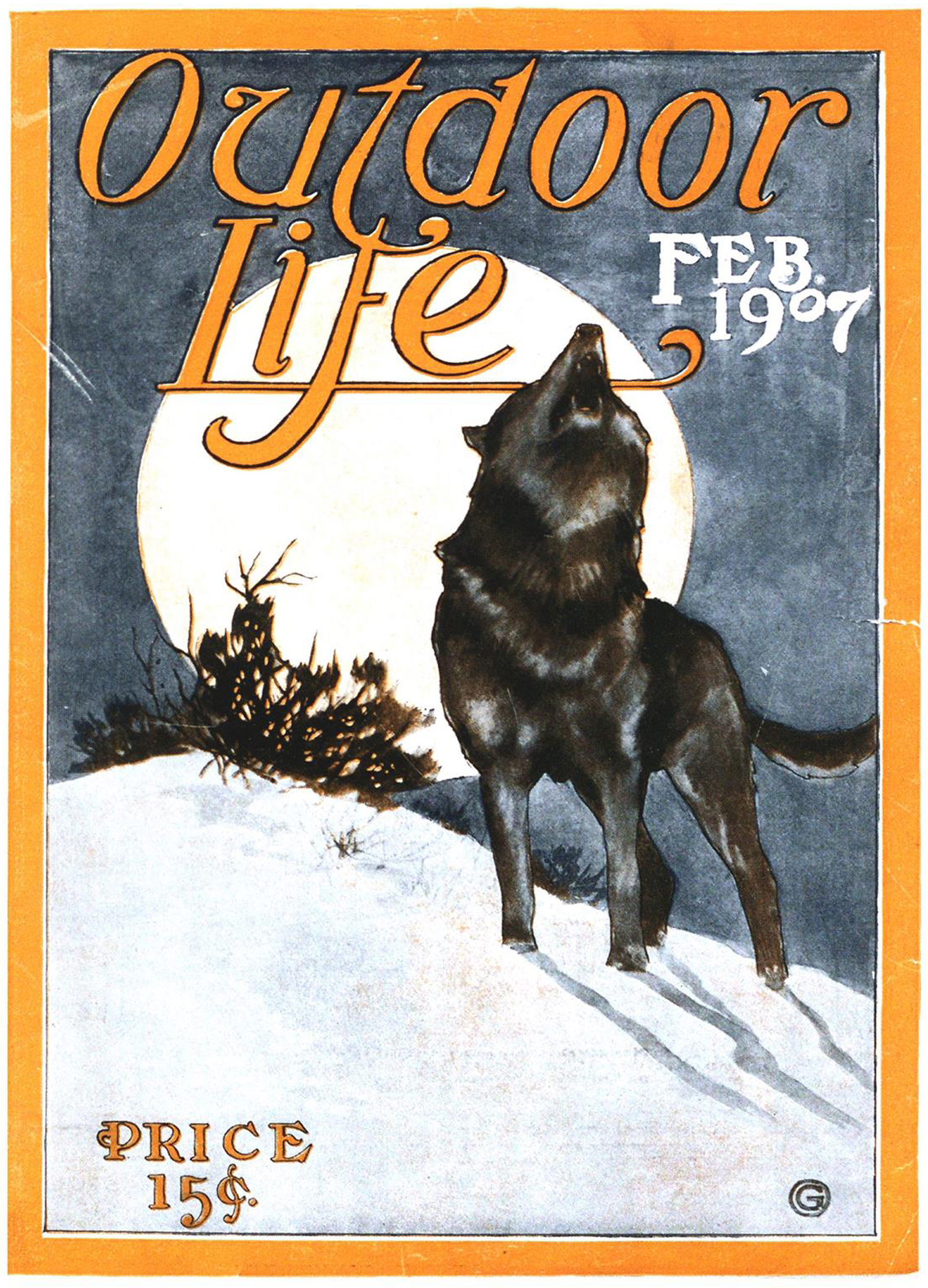 ­February 1907: The covers from this decade were often simple yet striking, like this one depicting a howling wolf.