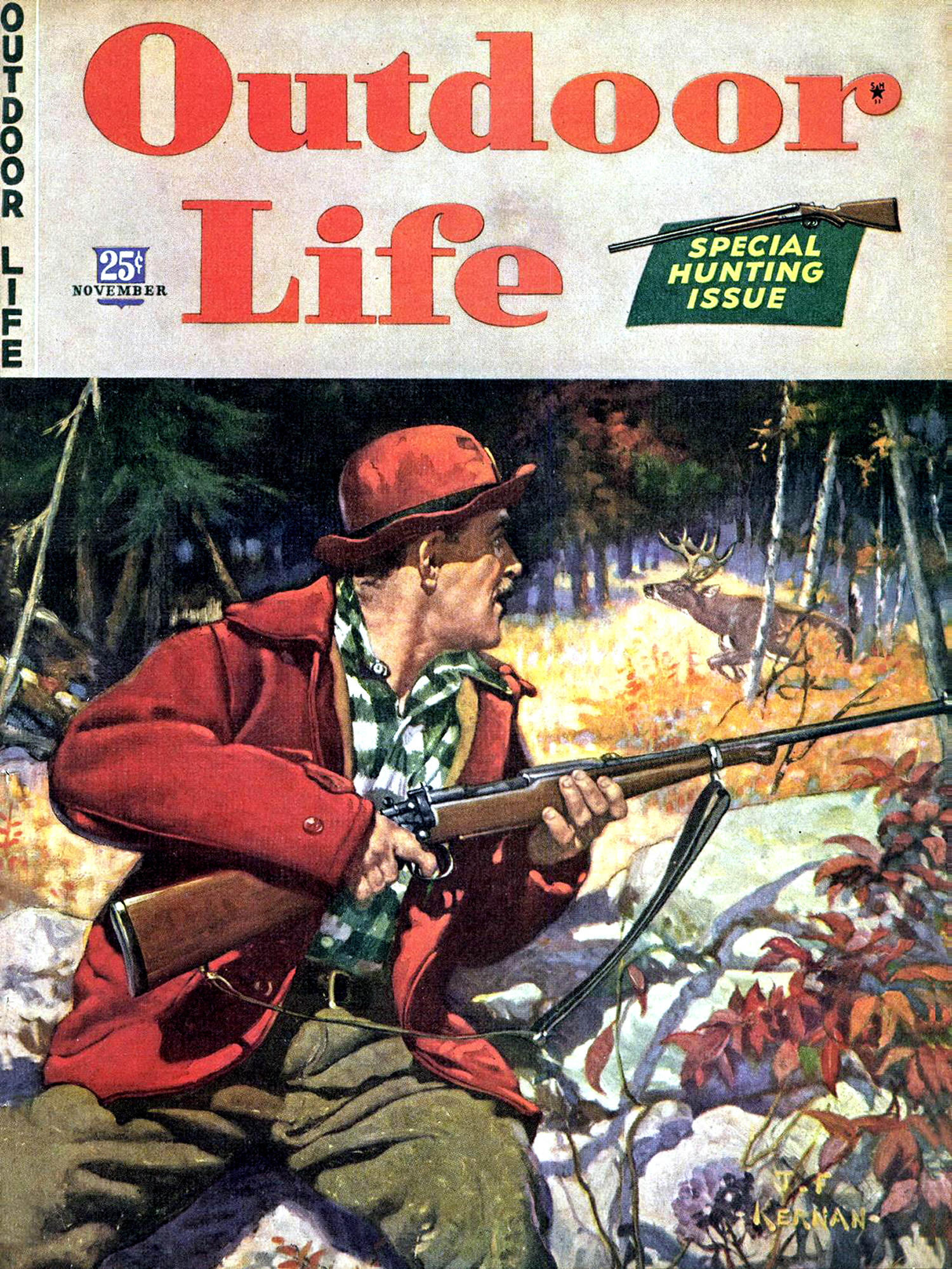 November 1943: One of OL’s most prolific artists, J.F. Kernan often used himself as a cover model.
