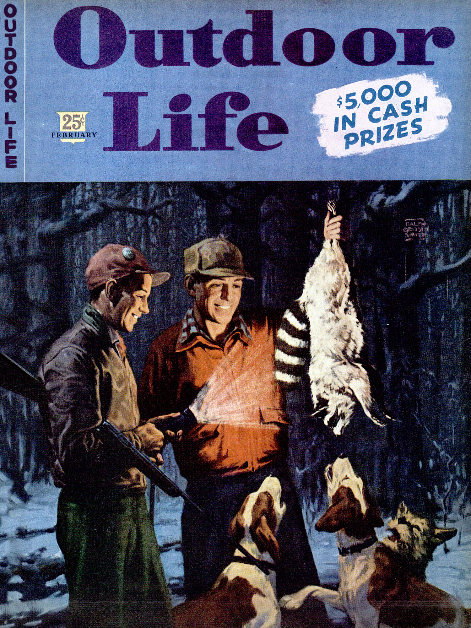 February 1946: Raccoon hunting and hound dog covers were common in the ’40s and ’50s.