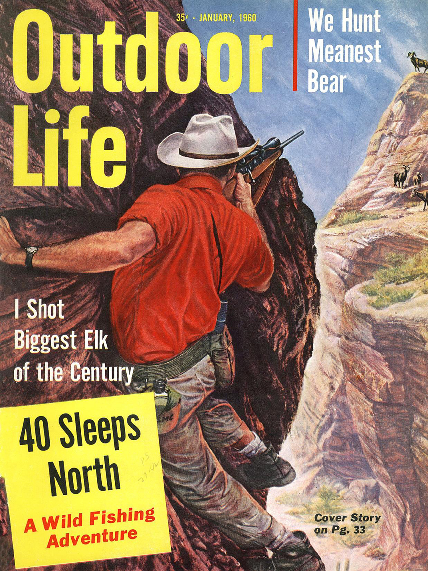 ­January 1960: This era’s covers were full of aspirational Western adventures, like this desert sheep hunt.