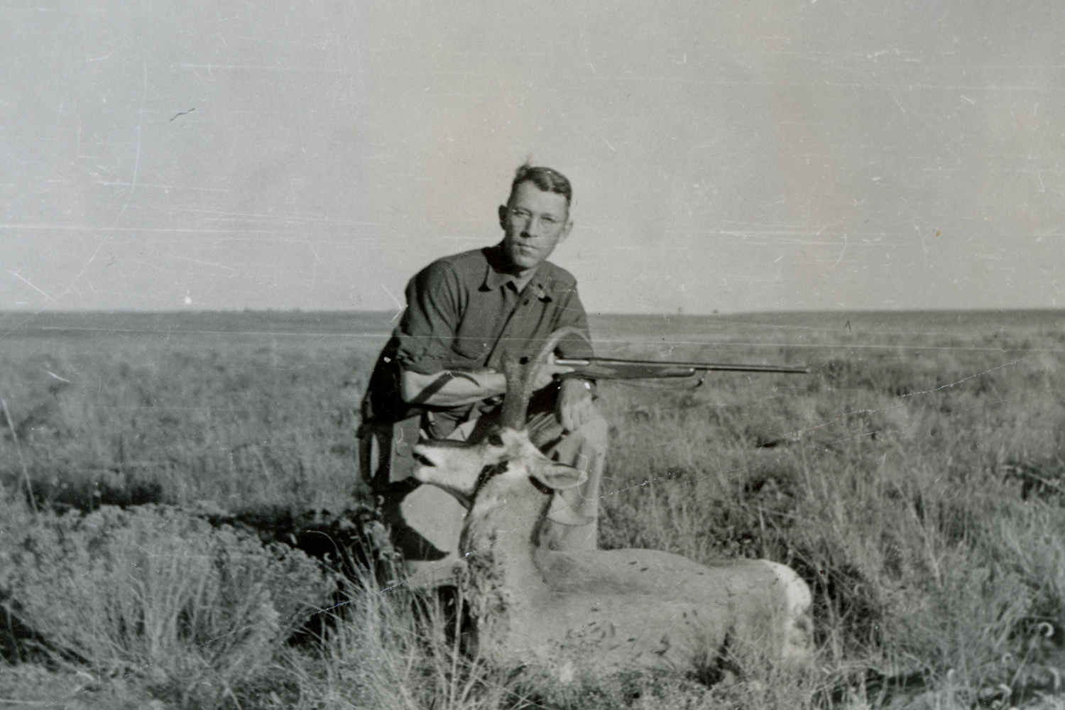 hunter with pronghorn antelope