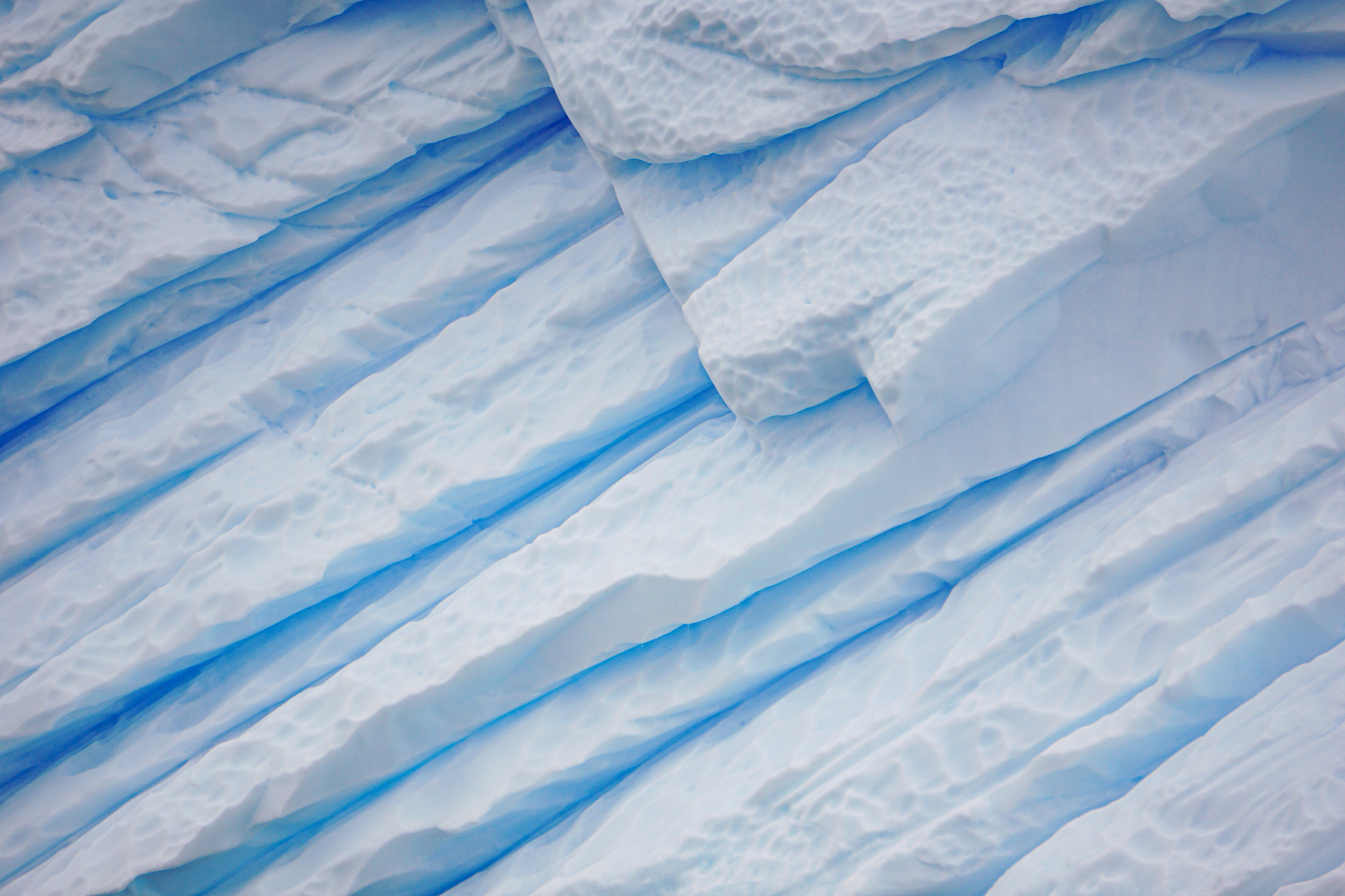 Blue ice of an iceberg in Antarctica.