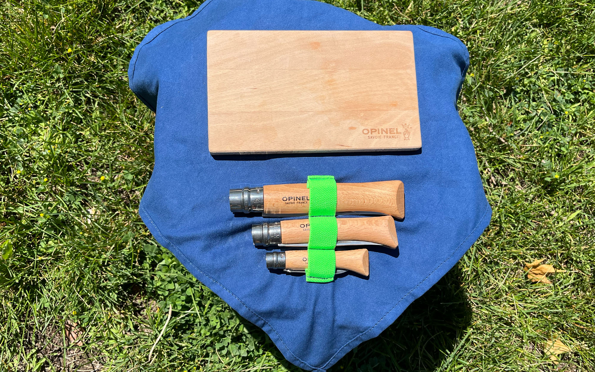 The Opinel Cooking Kit is laid out.