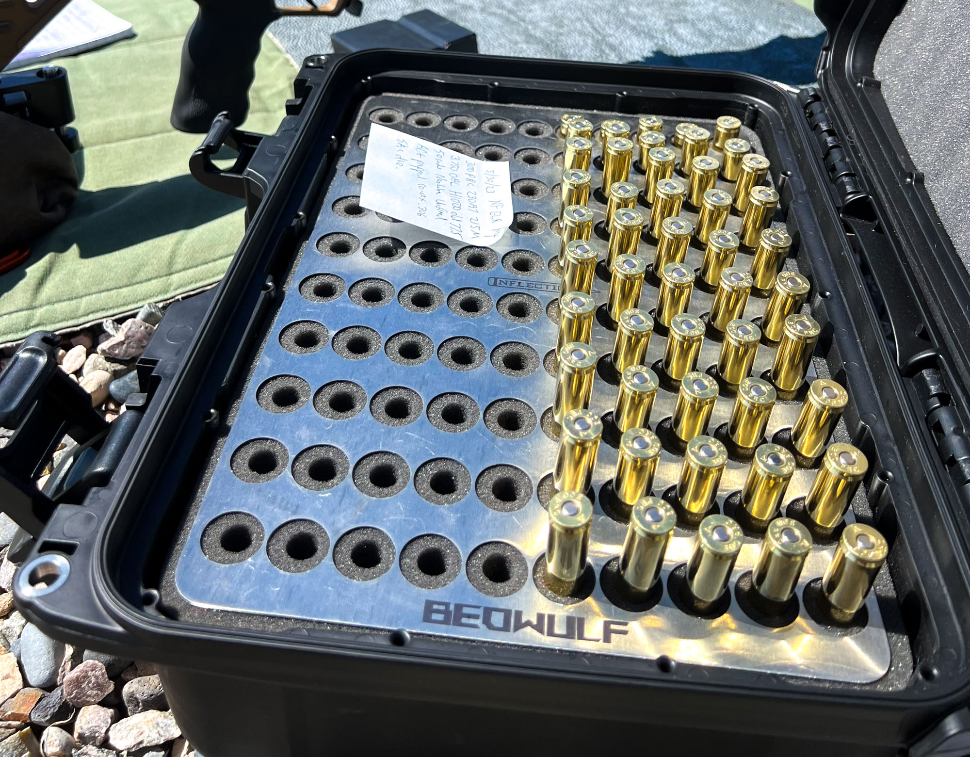During load development the author kept his ammunition organized in groups of five with different powder charges. 