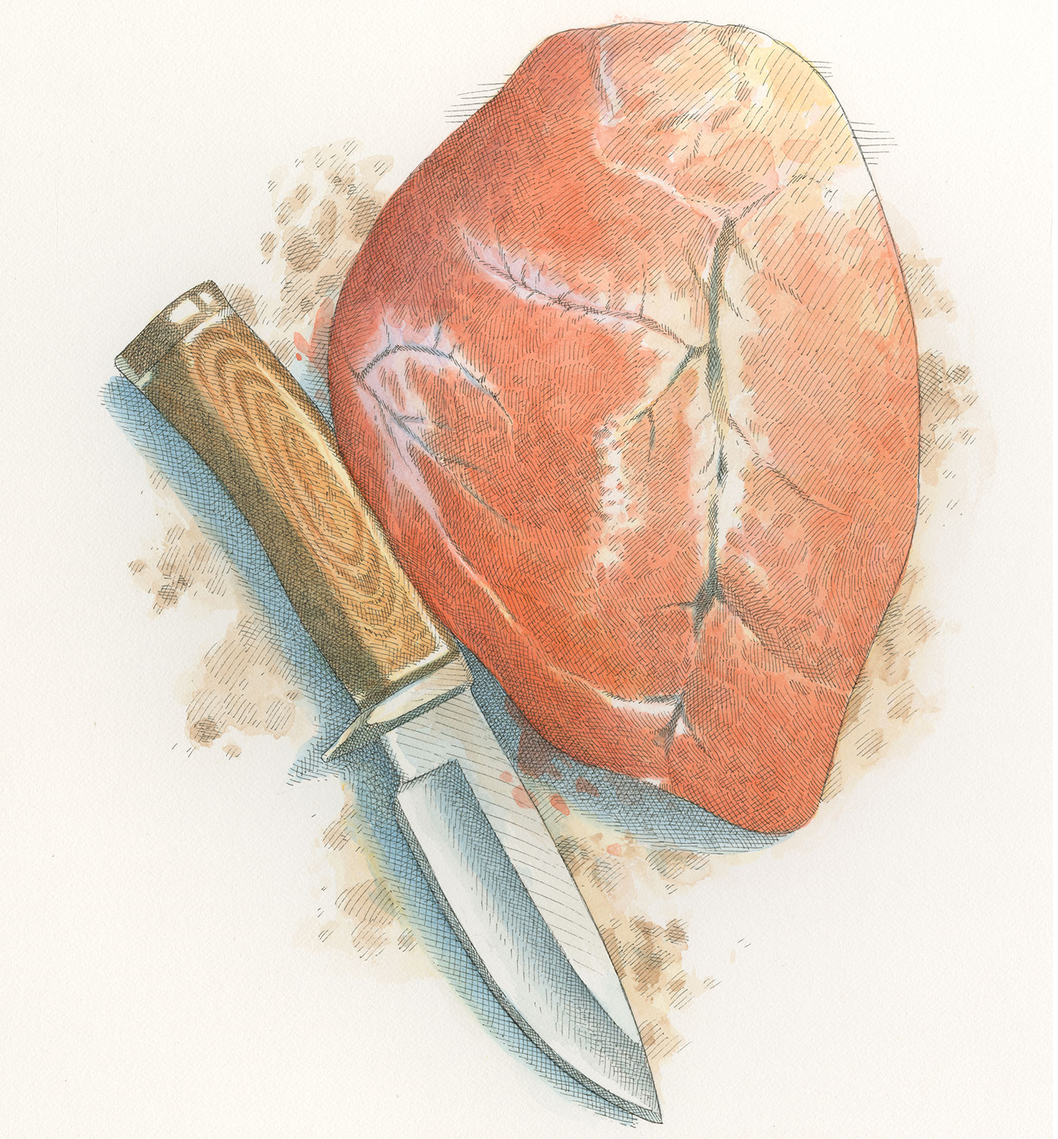 deer heart sits next to knife
