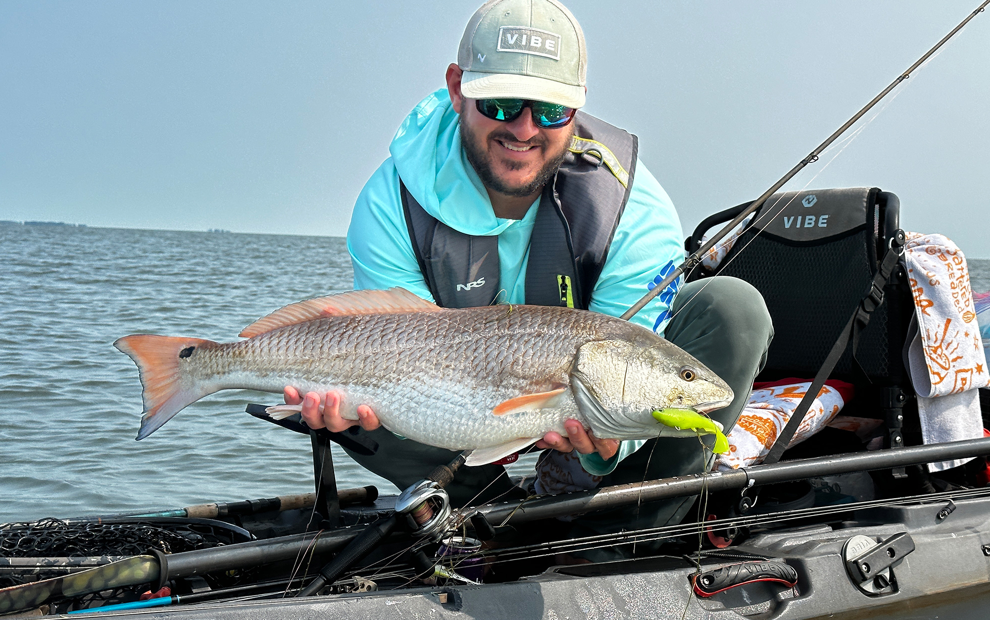 Angler hooked 35-inch redfish.