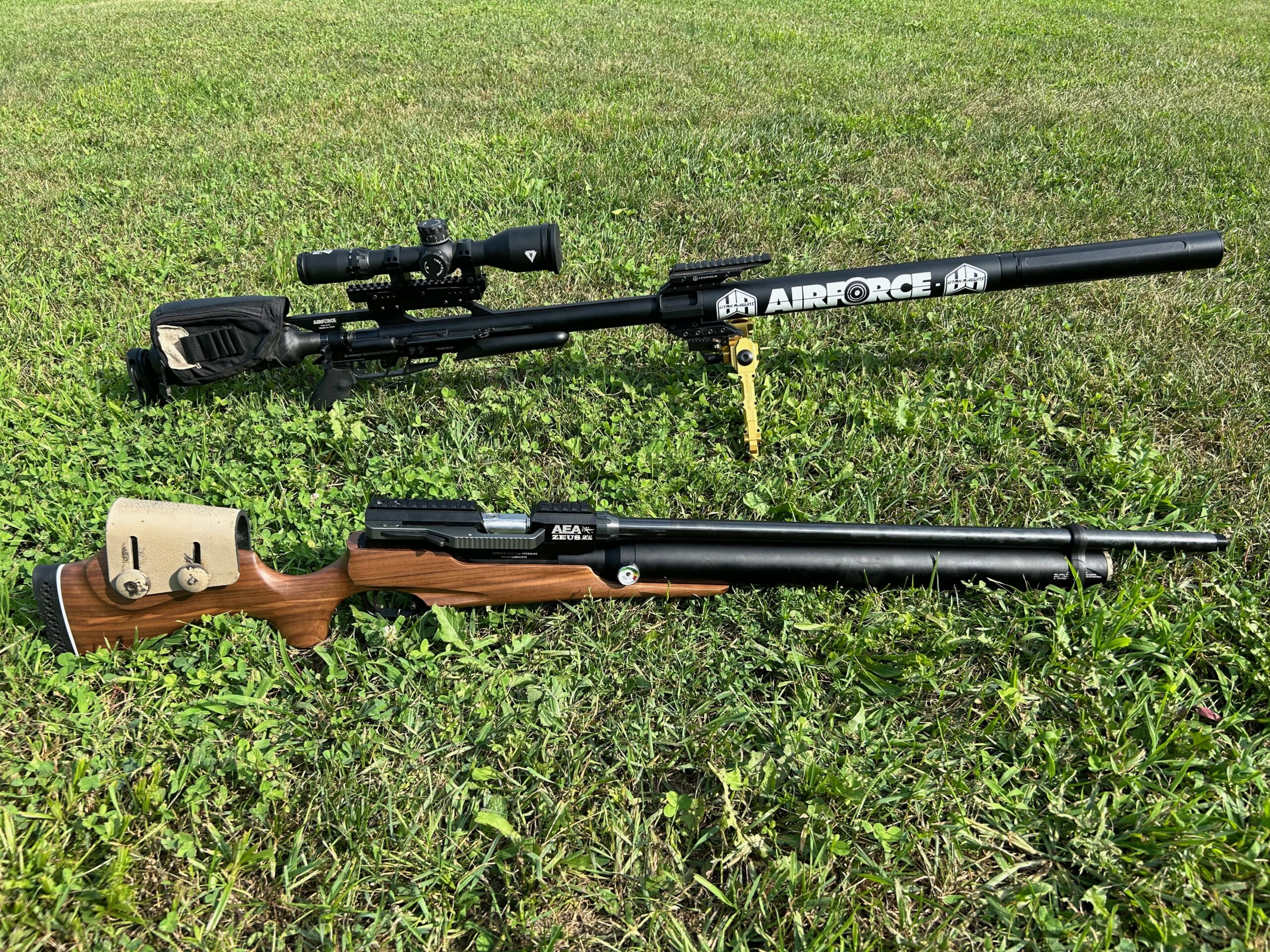 Two big bore airguns used for long range target shooting or hunting. 