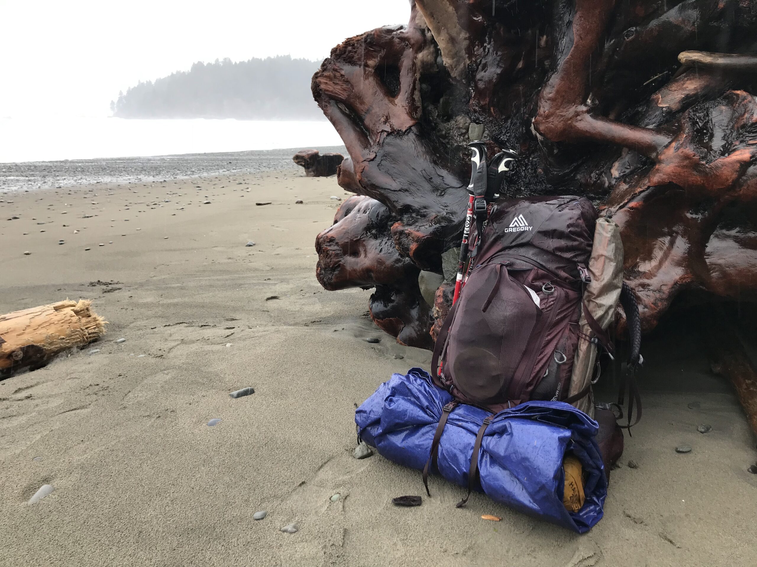 One of our testers carried a winter-weather kit out to the coast as part of our backpacking backpack test. Credit: Diana Helmuth