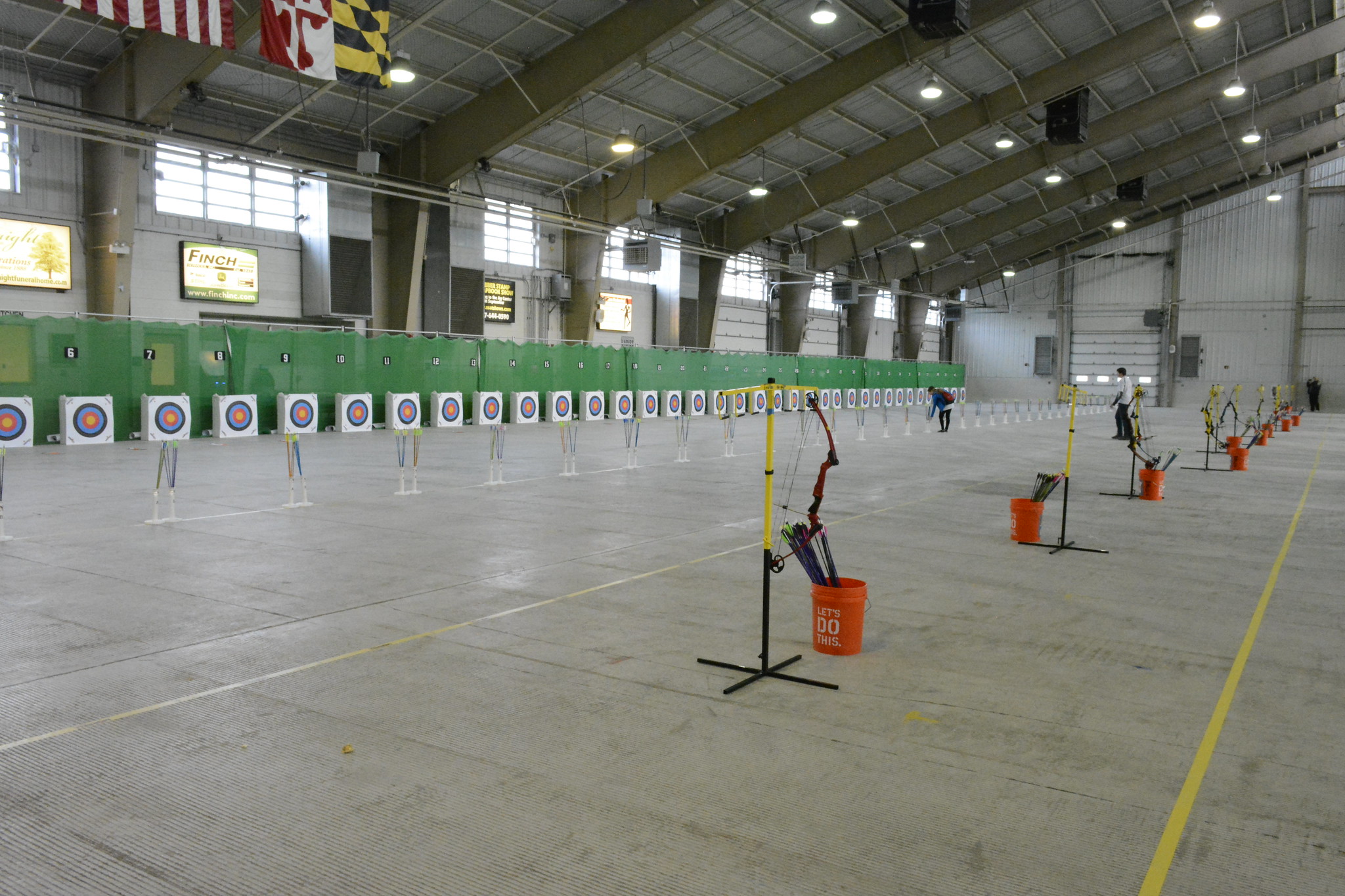 An empty archery tournament hall.