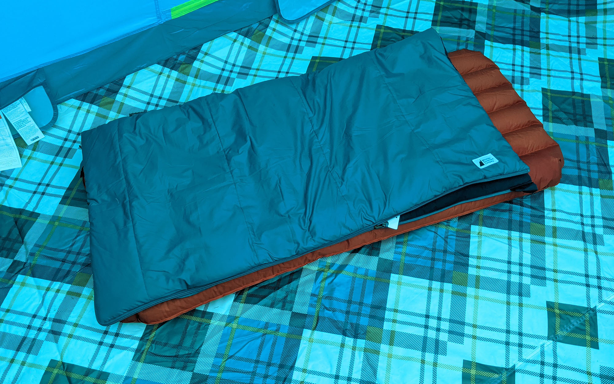 The blue of the NEMO Aurora Highrise 6P Tent is aggressively blue, which washes out some of the fun argyle pattern they have on the tent floor (along with everything else). 