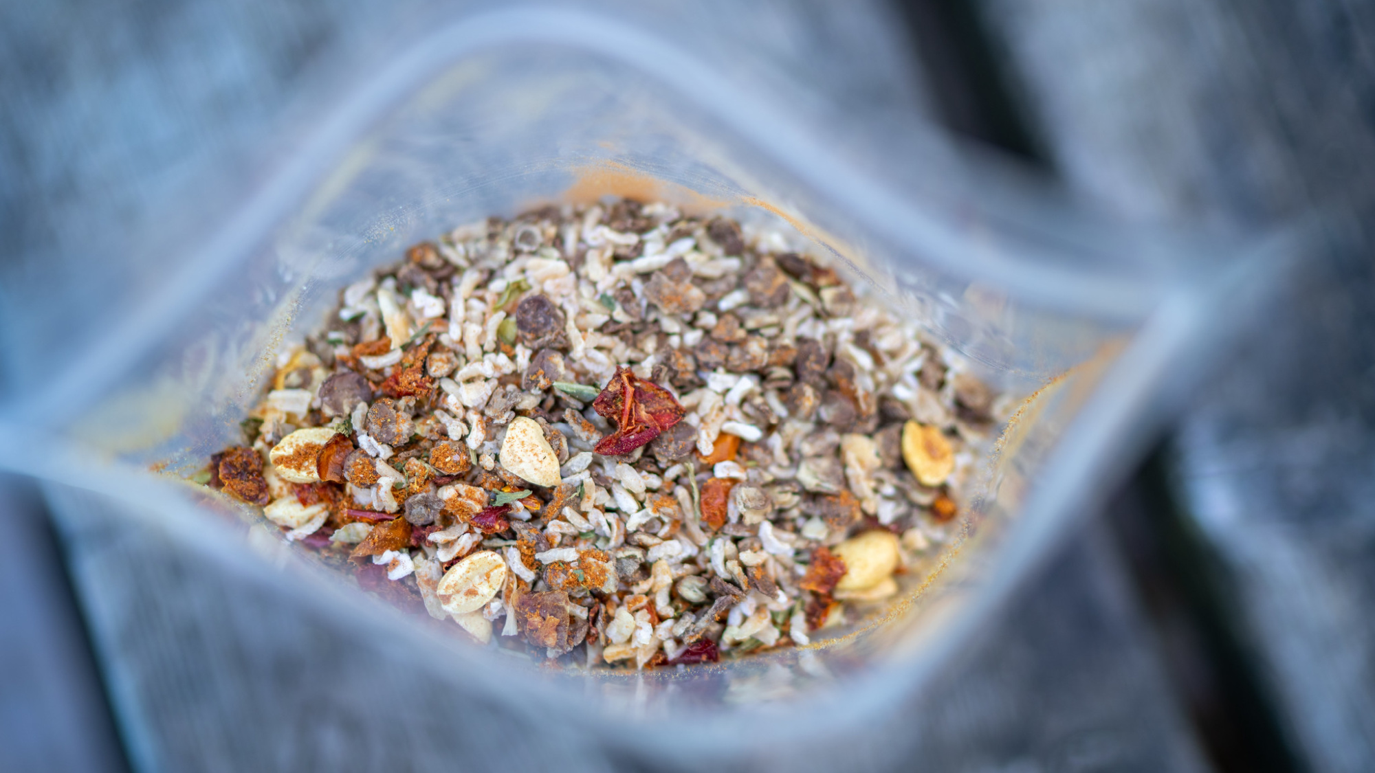 dehydrated backpacking meal in a bag