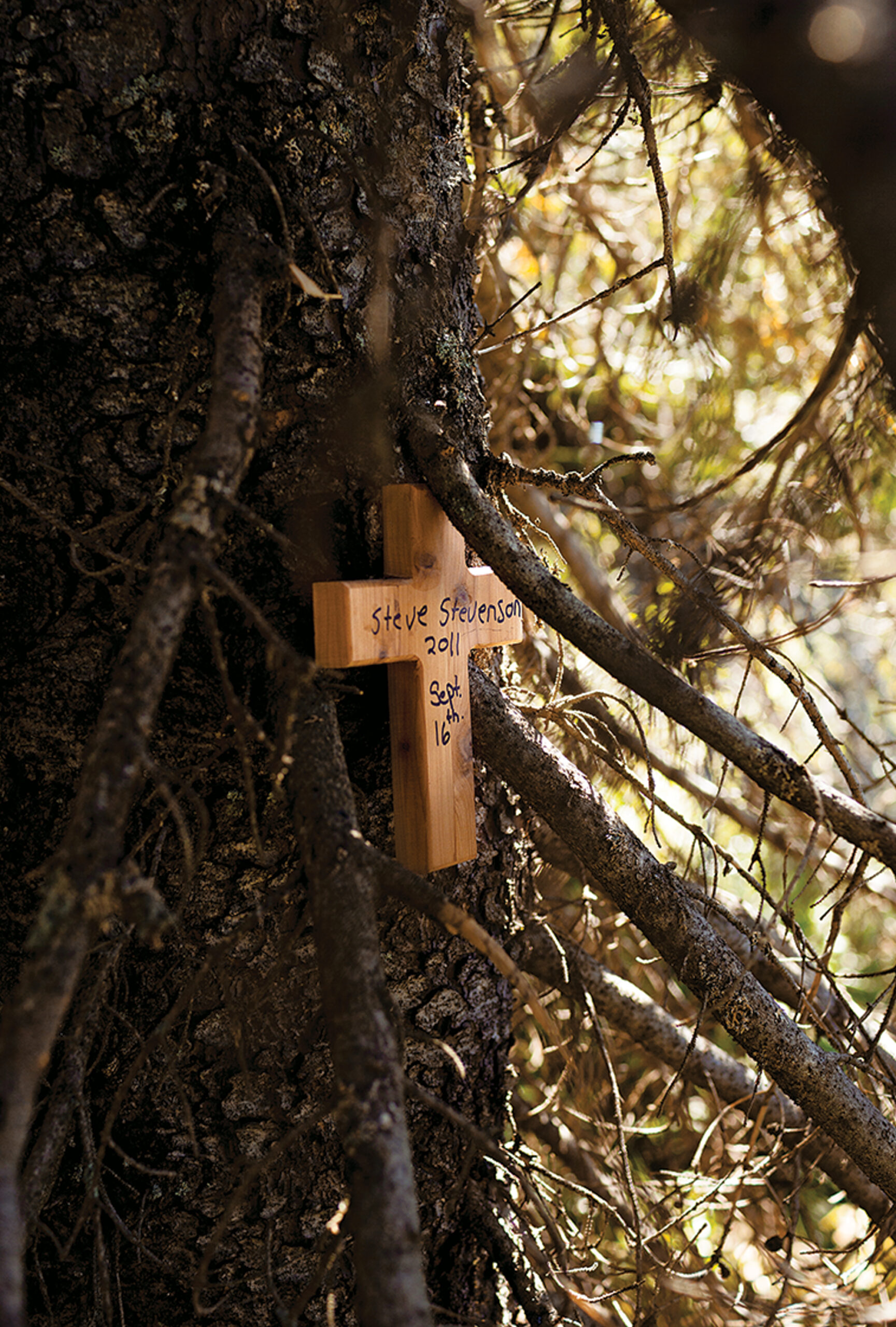 A memorial for a hunter killed during a grizzly attack in Idaho in 2011.