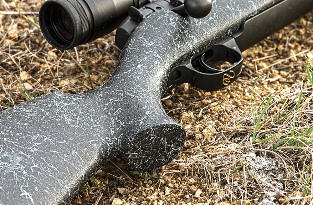 close up of stock on weatherby mark v